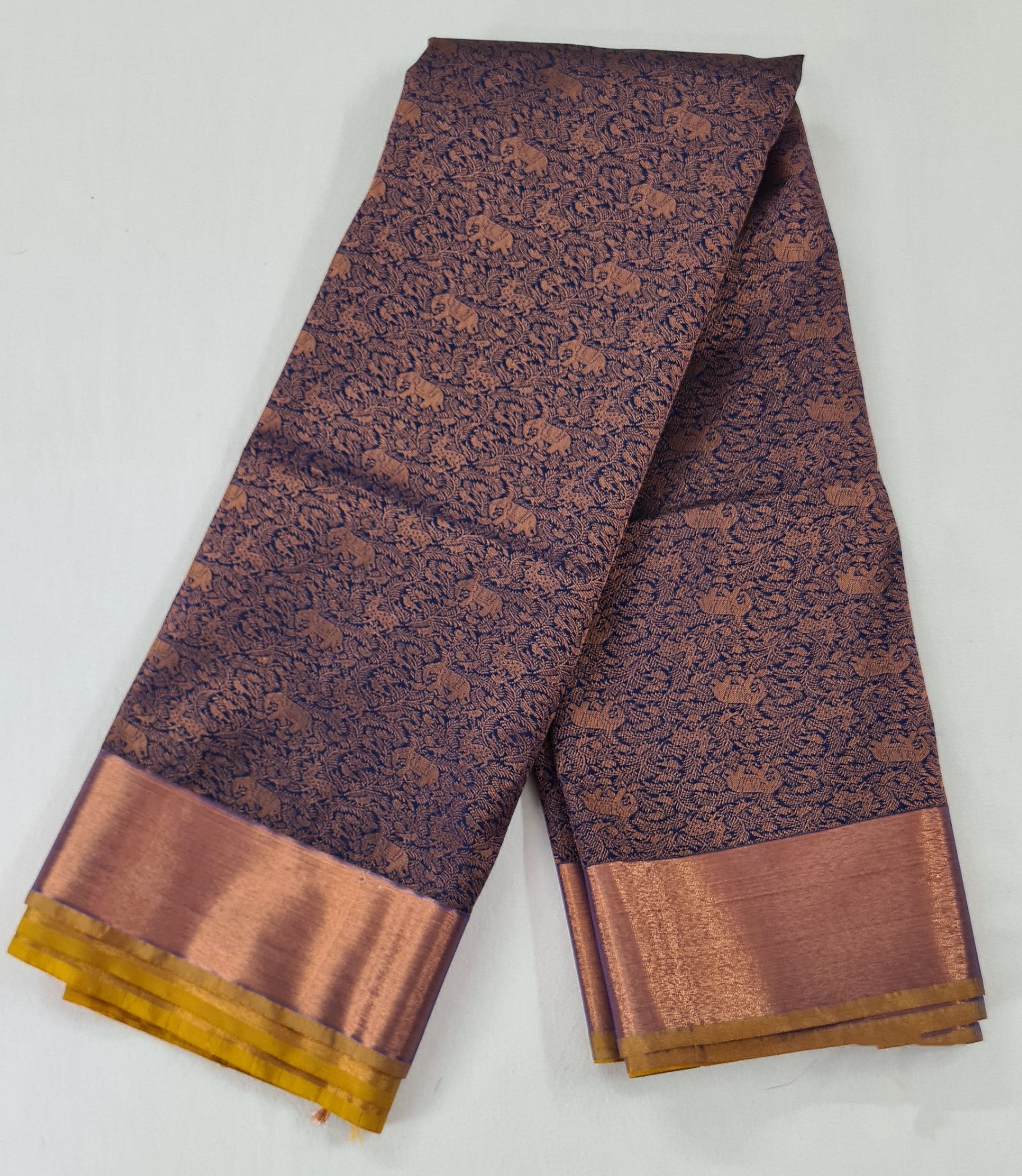 Kanchi Vegan Silk Saree With Contrast Blouse and Rich Jari Pallu