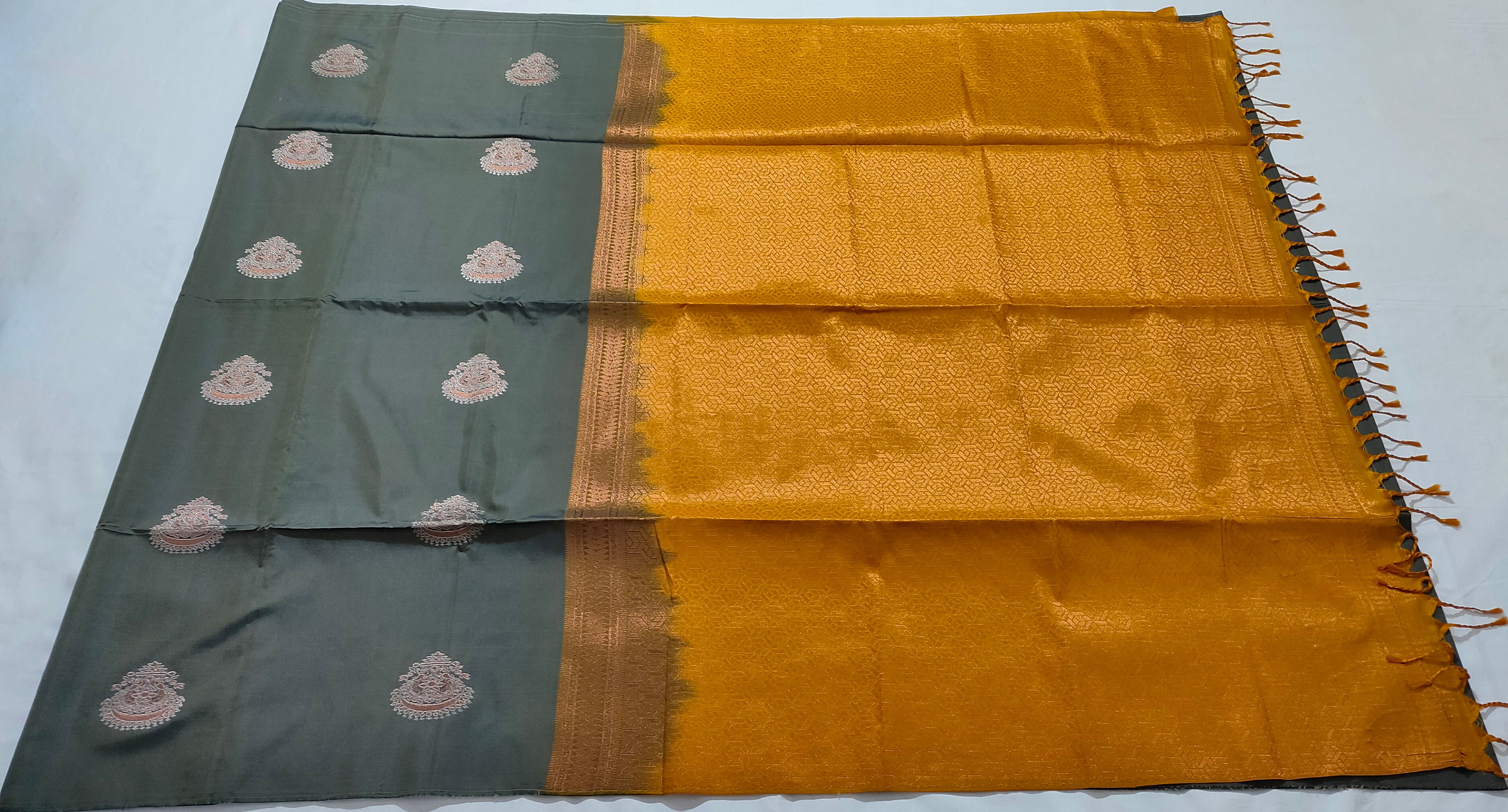 Kanchi Vegan Silk Saree With Contrast Blouse and Rich Jari Pallu