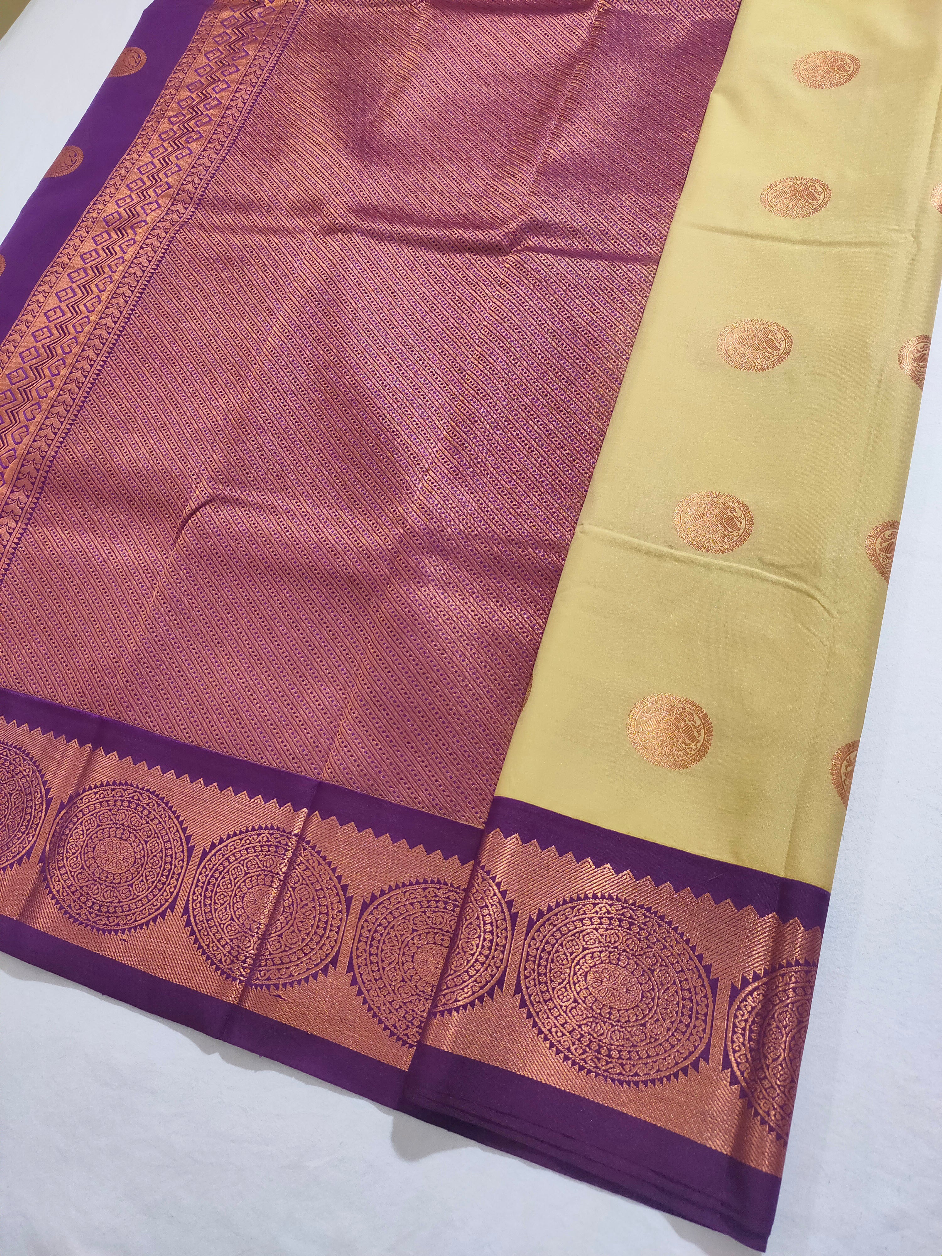 Kanchi Vegan Silk Saree With Contrast Blouse and Rich Jari Pallu