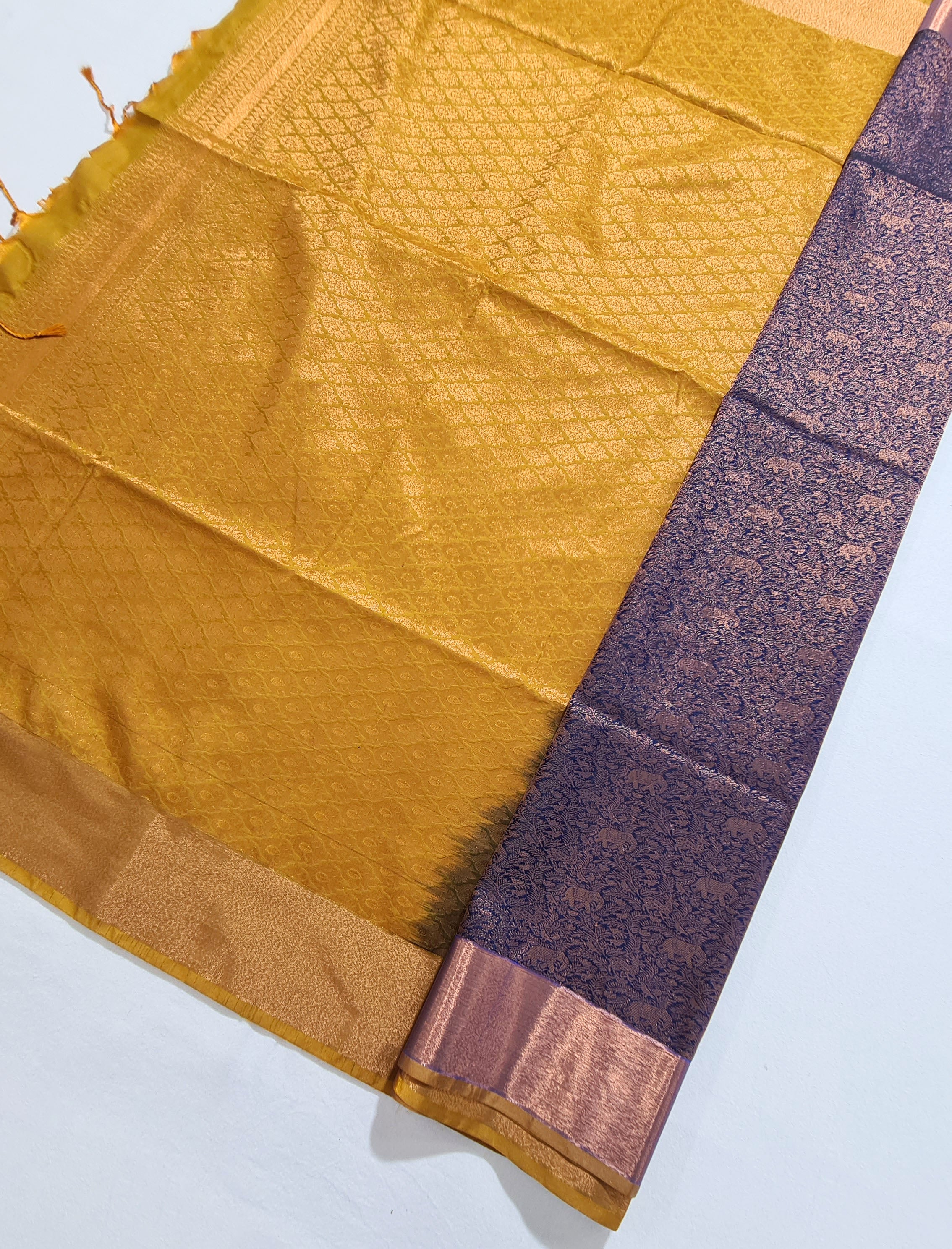 Kanchi Vegan Silk Saree With Contrast Blouse and Rich Jari Pallu