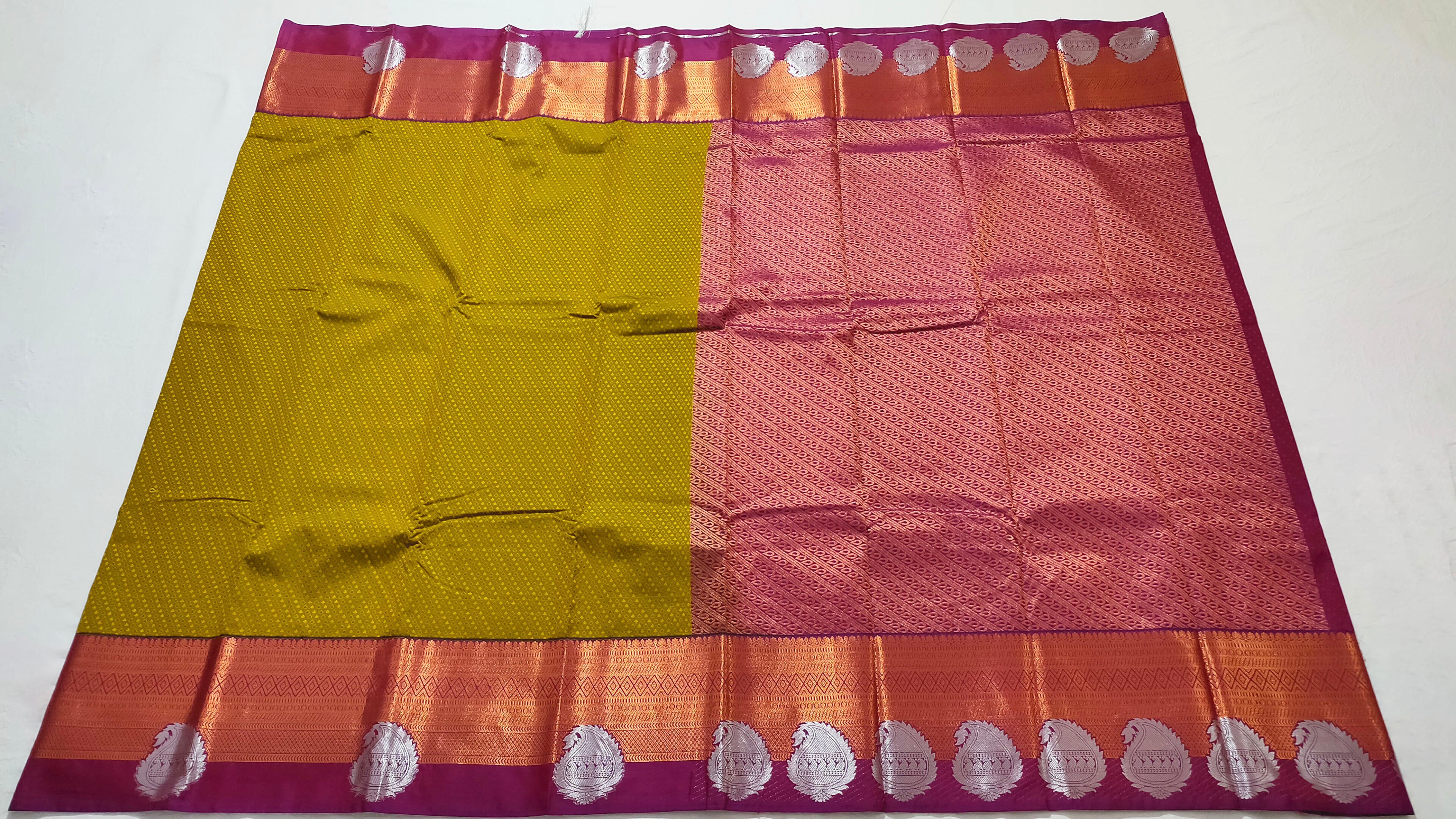 Kanchi Vegan Silk Saree With Contrast Blouse and Rich Jari Pallu