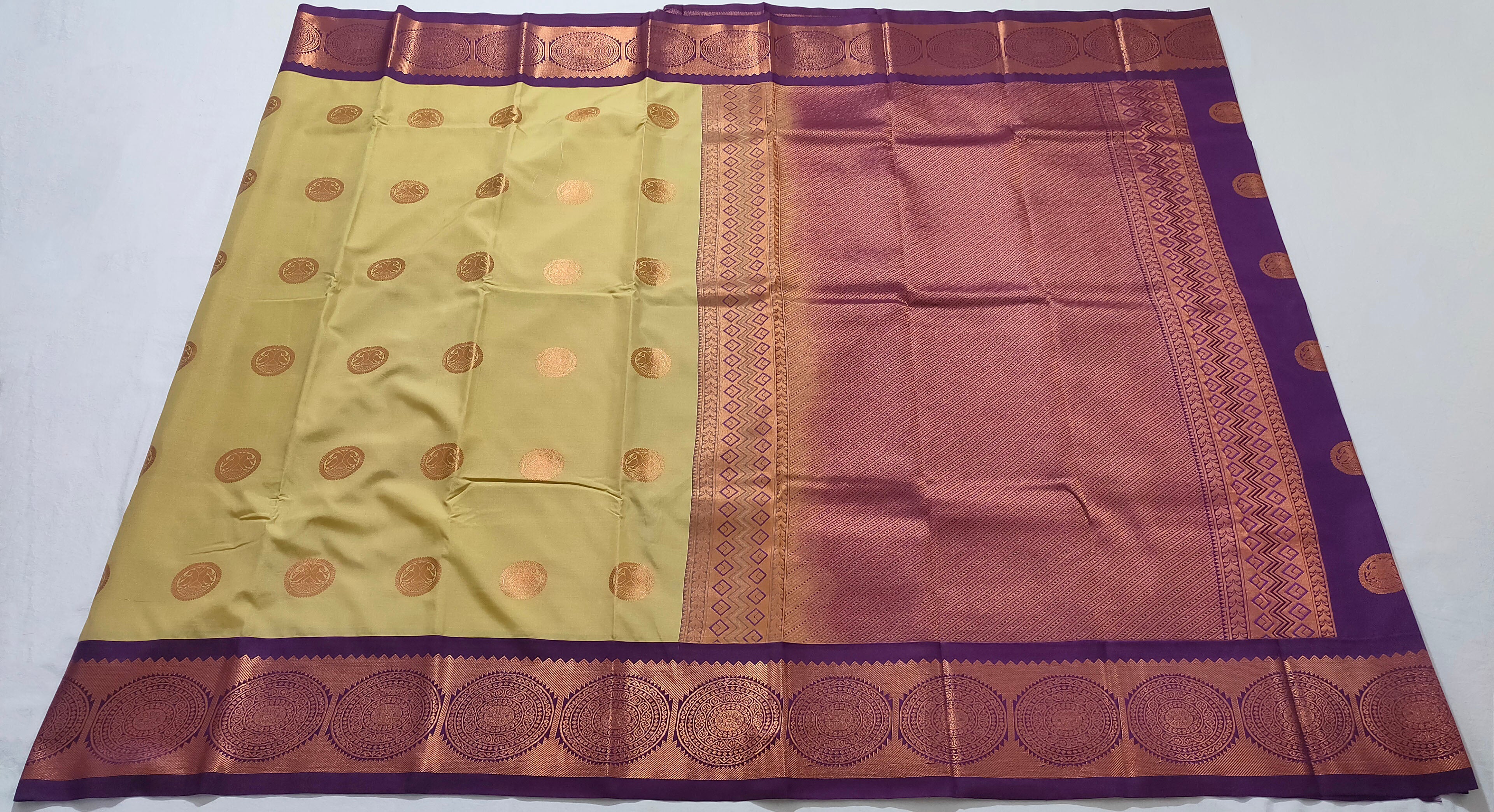 Kanchi Vegan Silk Saree With Contrast Blouse and Rich Jari Pallu