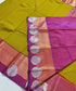 Kanchi Vegan Silk Saree With Contrast Blouse and Rich Jari Pallu