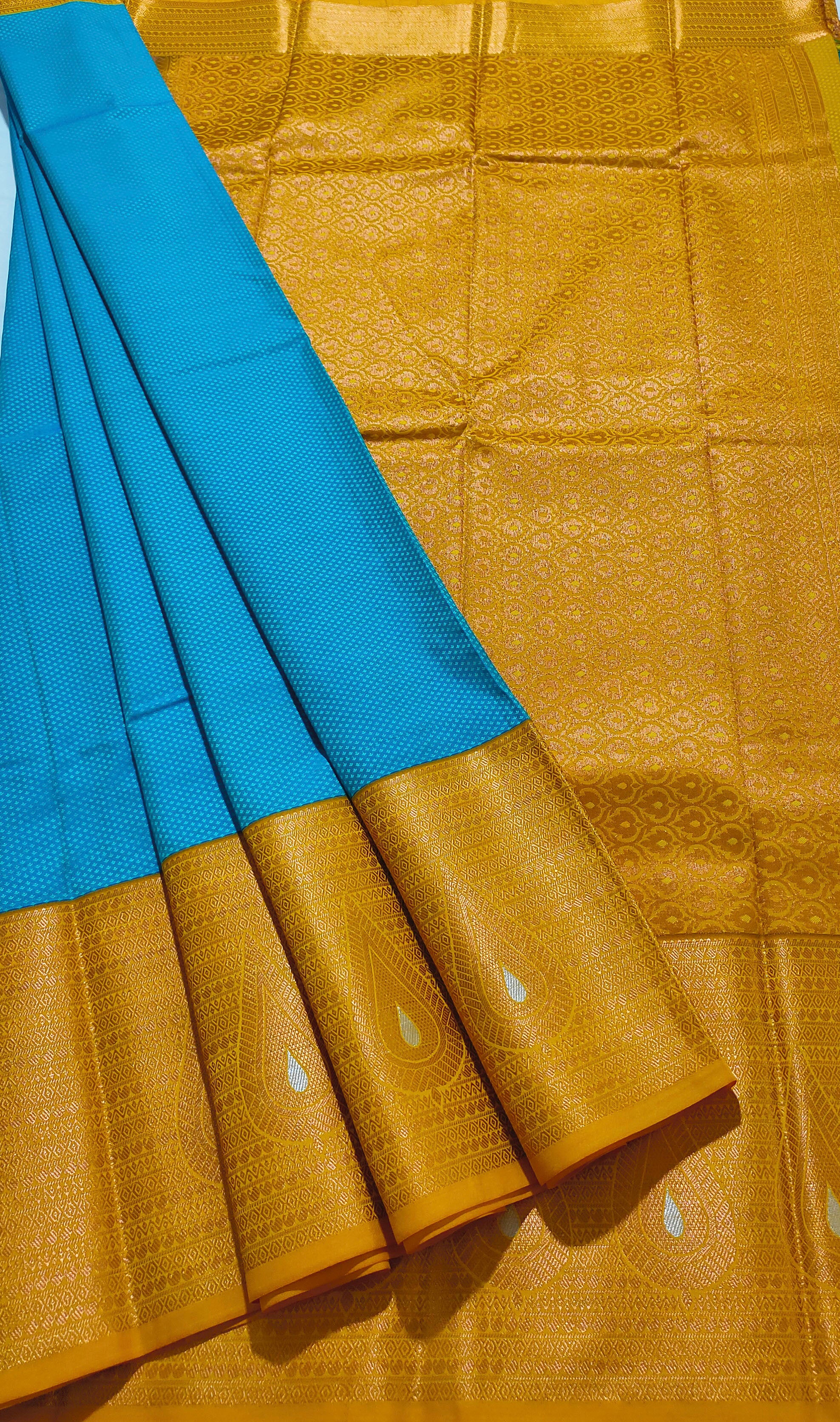 Kanchi Vegan Silk Saree With Contrast Blouse and Rich Jari Pallu