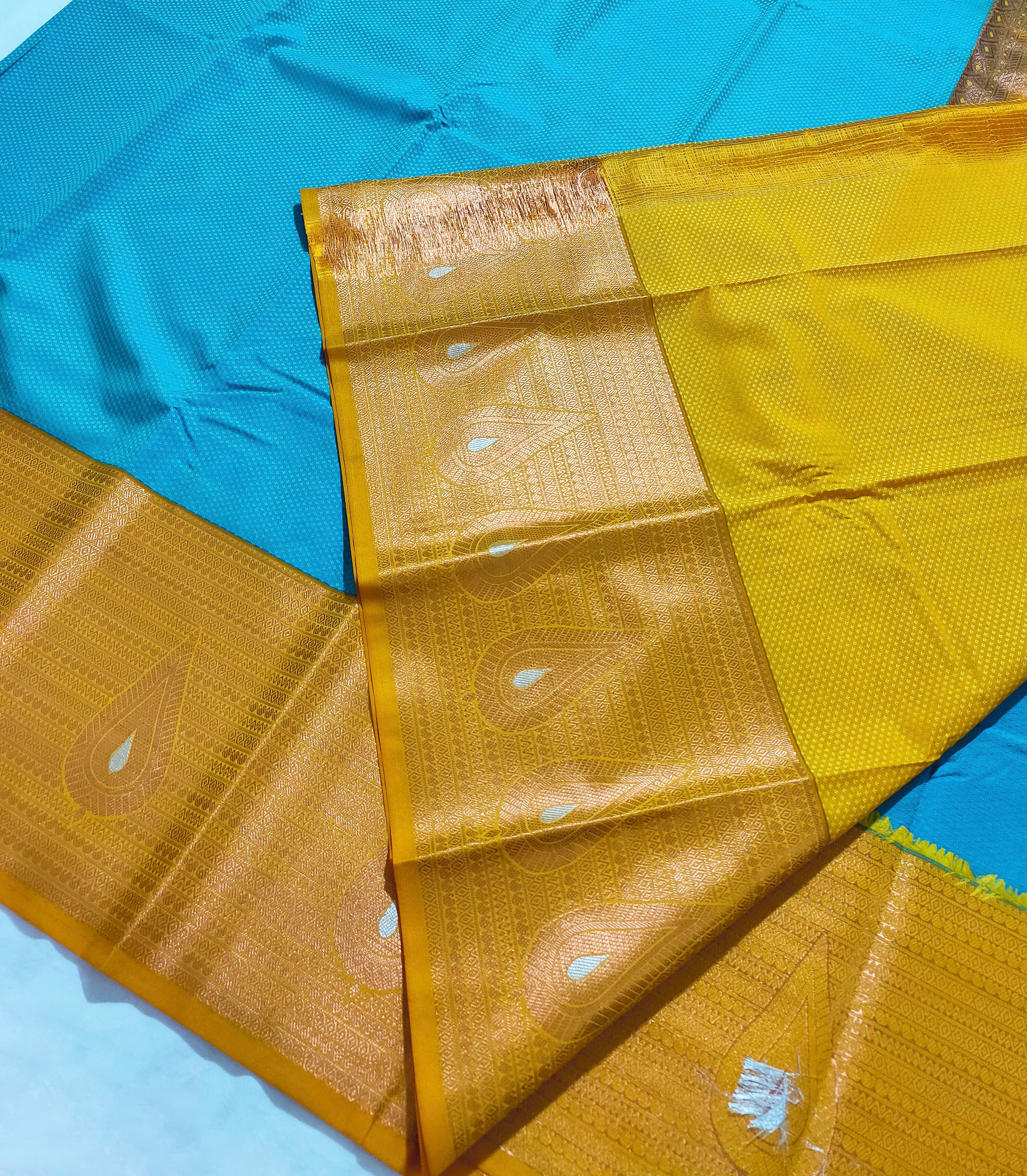 Kanchi Vegan Silk Saree With Contrast Blouse and Rich Jari Pallu