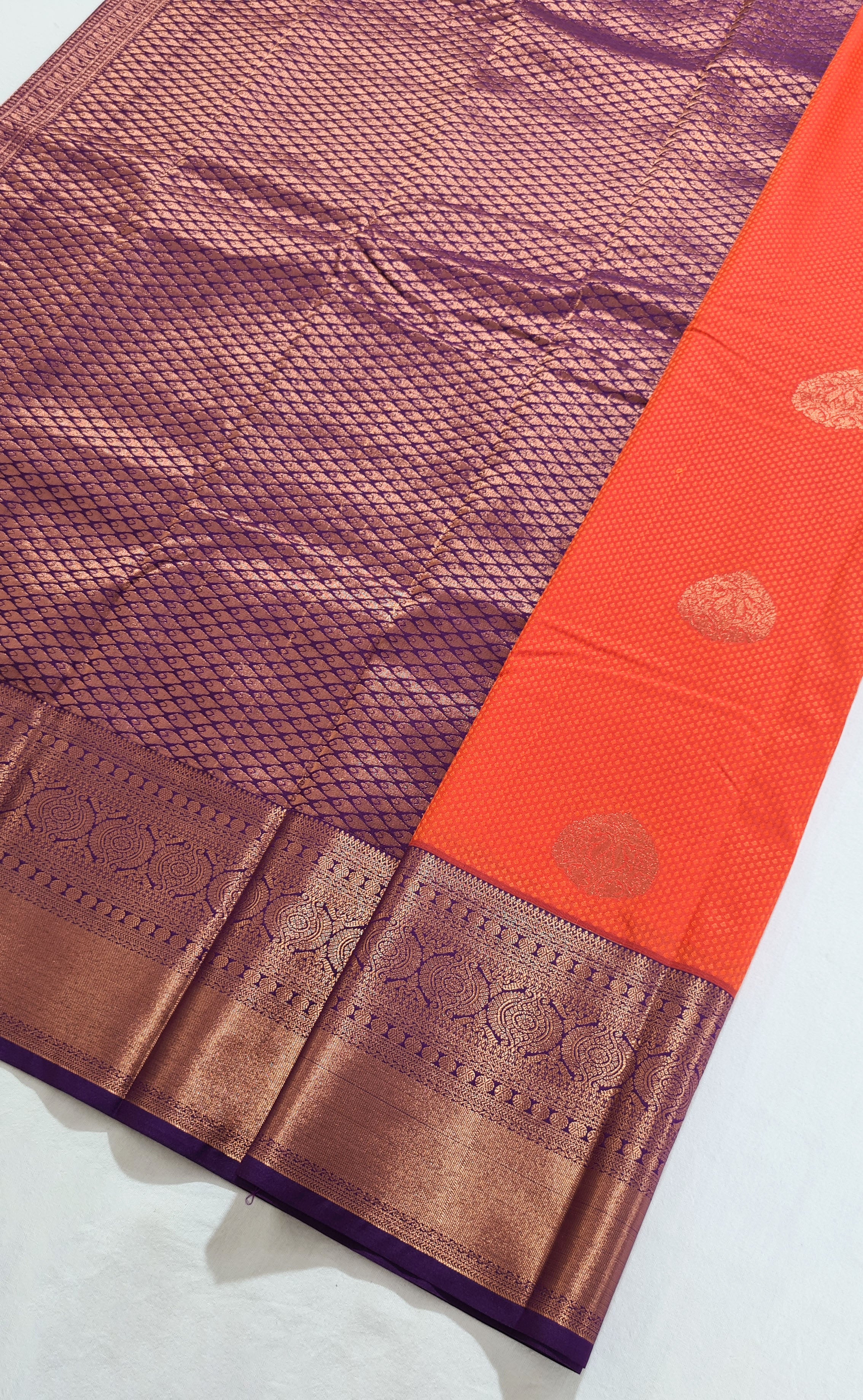 Kanchi Vegan Silk Saree With Contrast Blouse and Rich Jari Pallu