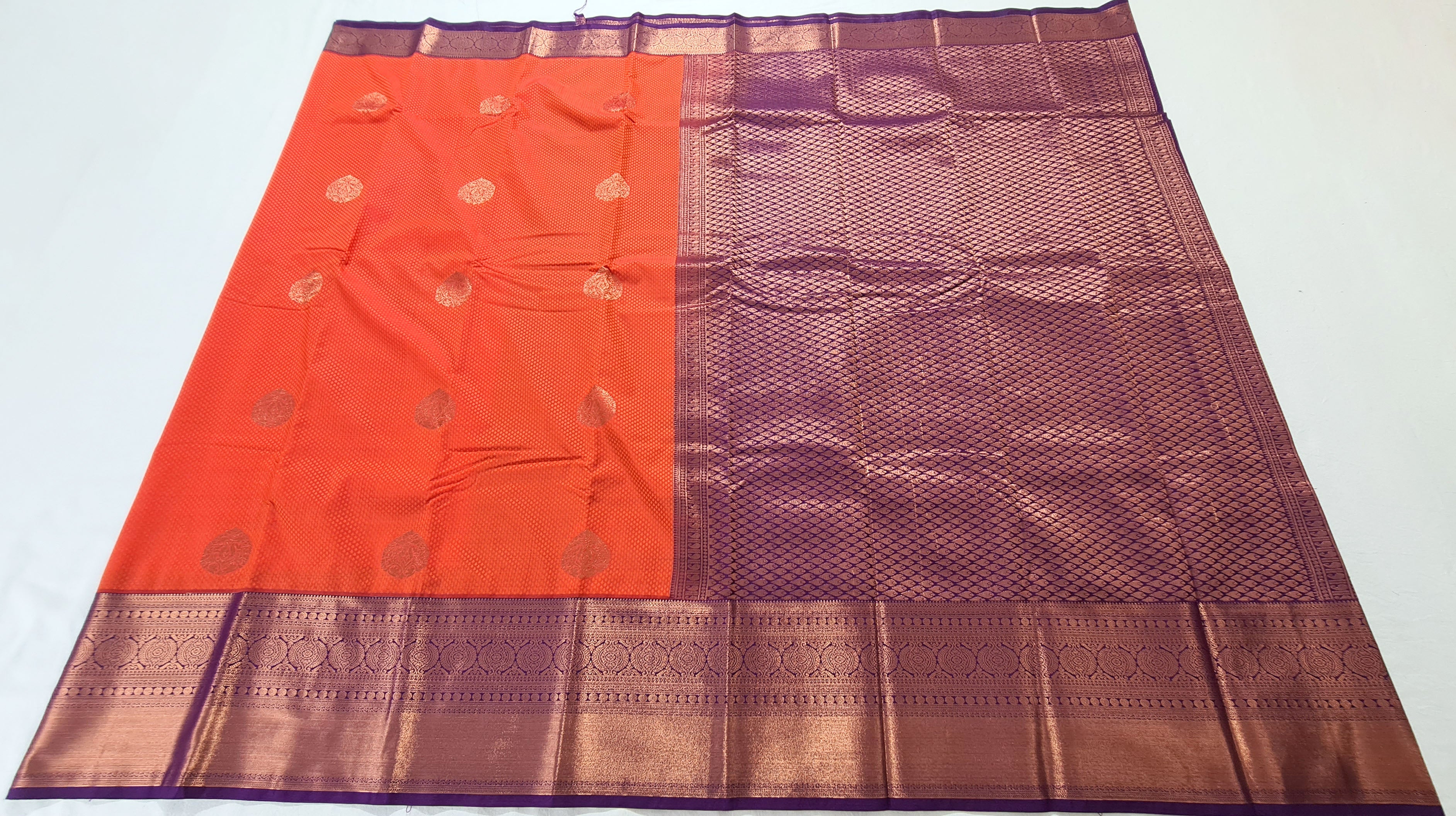Kanchi Vegan Silk Saree With Contrast Blouse and Rich Jari Pallu