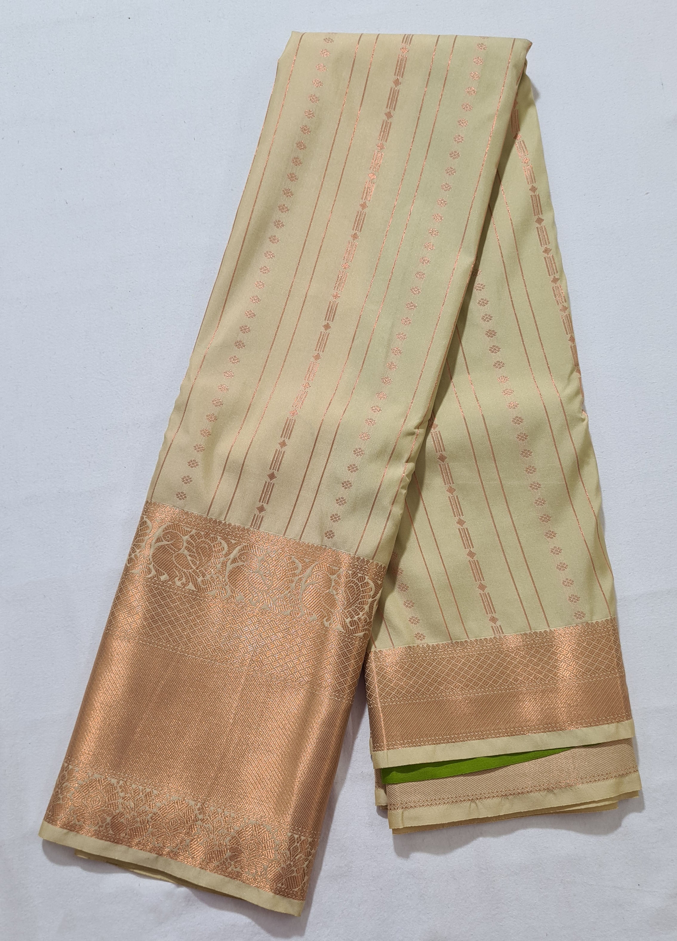 Kanchi Vegan Silk Saree With Contrast Blouse and Rich Jari Pallu