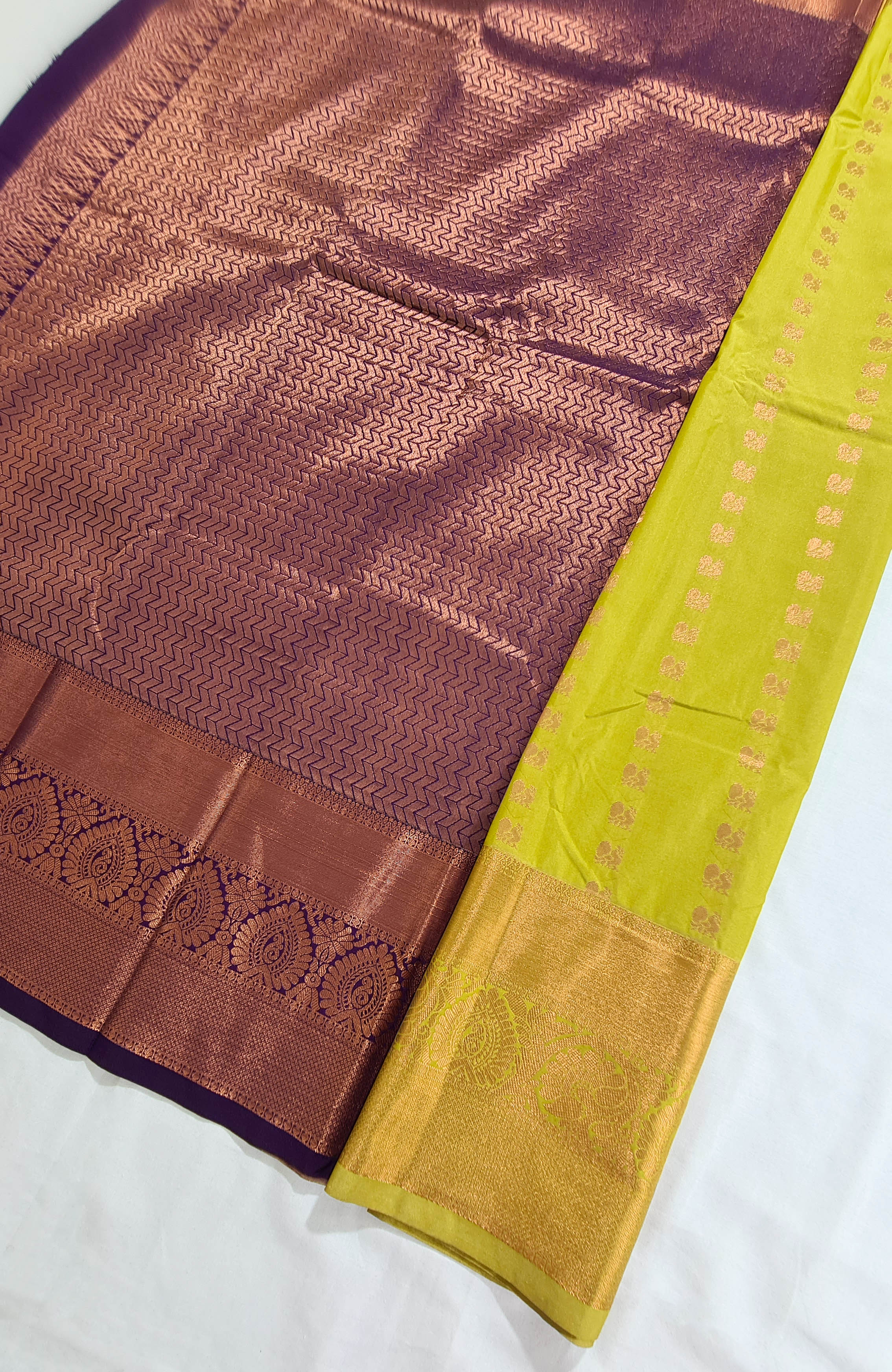 Kanchi Vegan Silk Saree With Contrast Blouse and Rich Jari Pallu