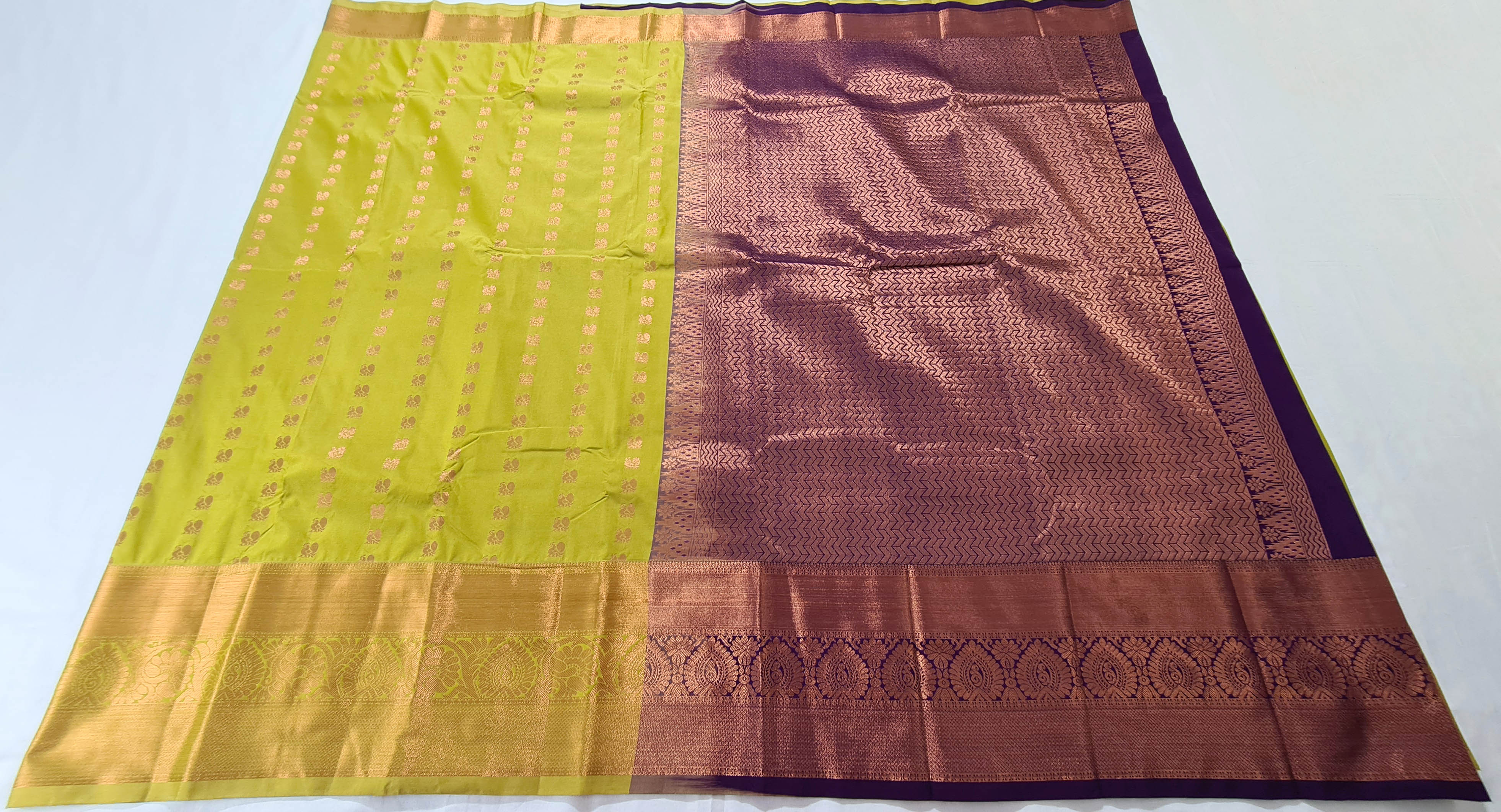 Kanchi Vegan Silk Saree With Contrast Blouse and Rich Jari Pallu