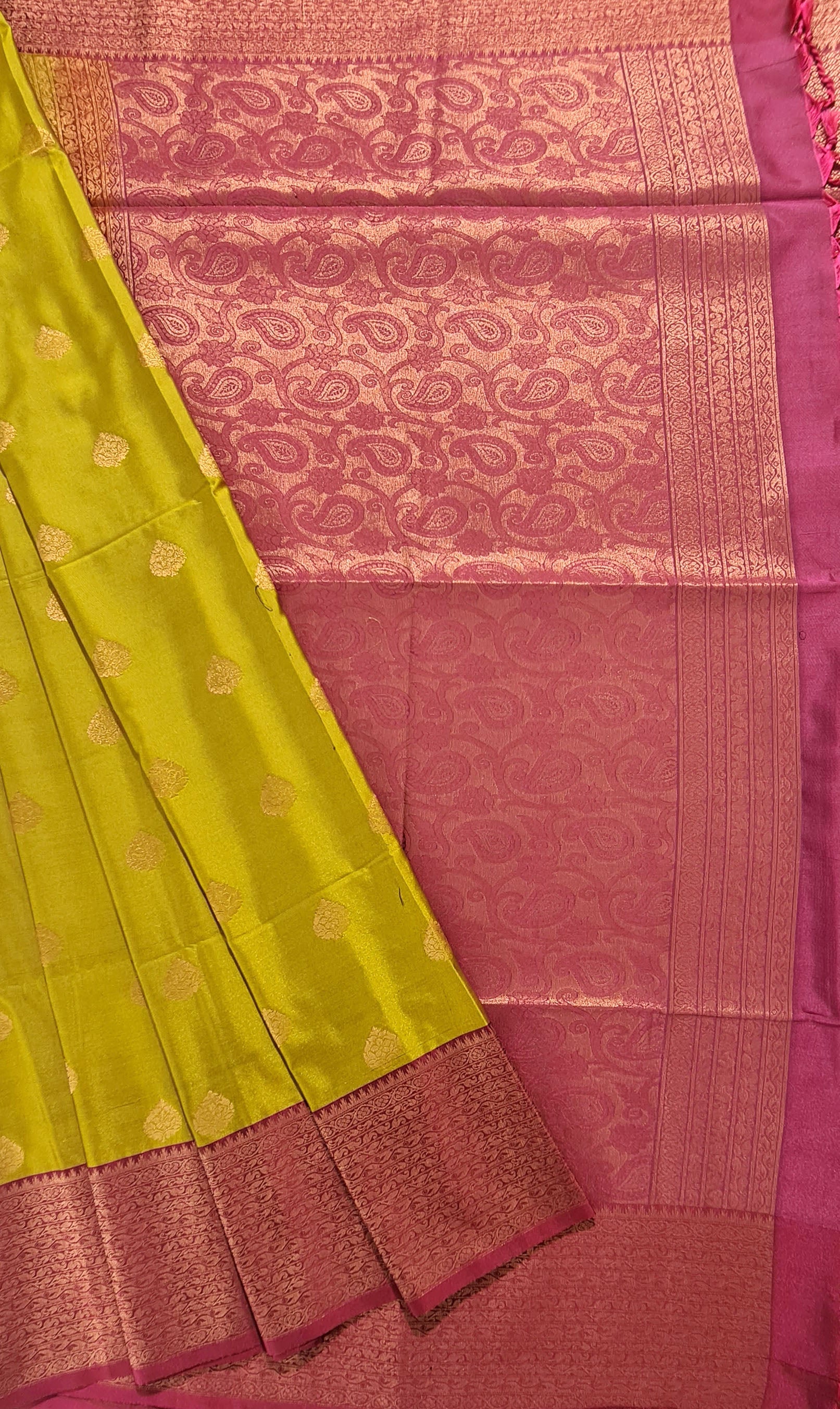 Kanchi Vegan Silk Saree With Contrast Blouse and Rich Jari Pallu