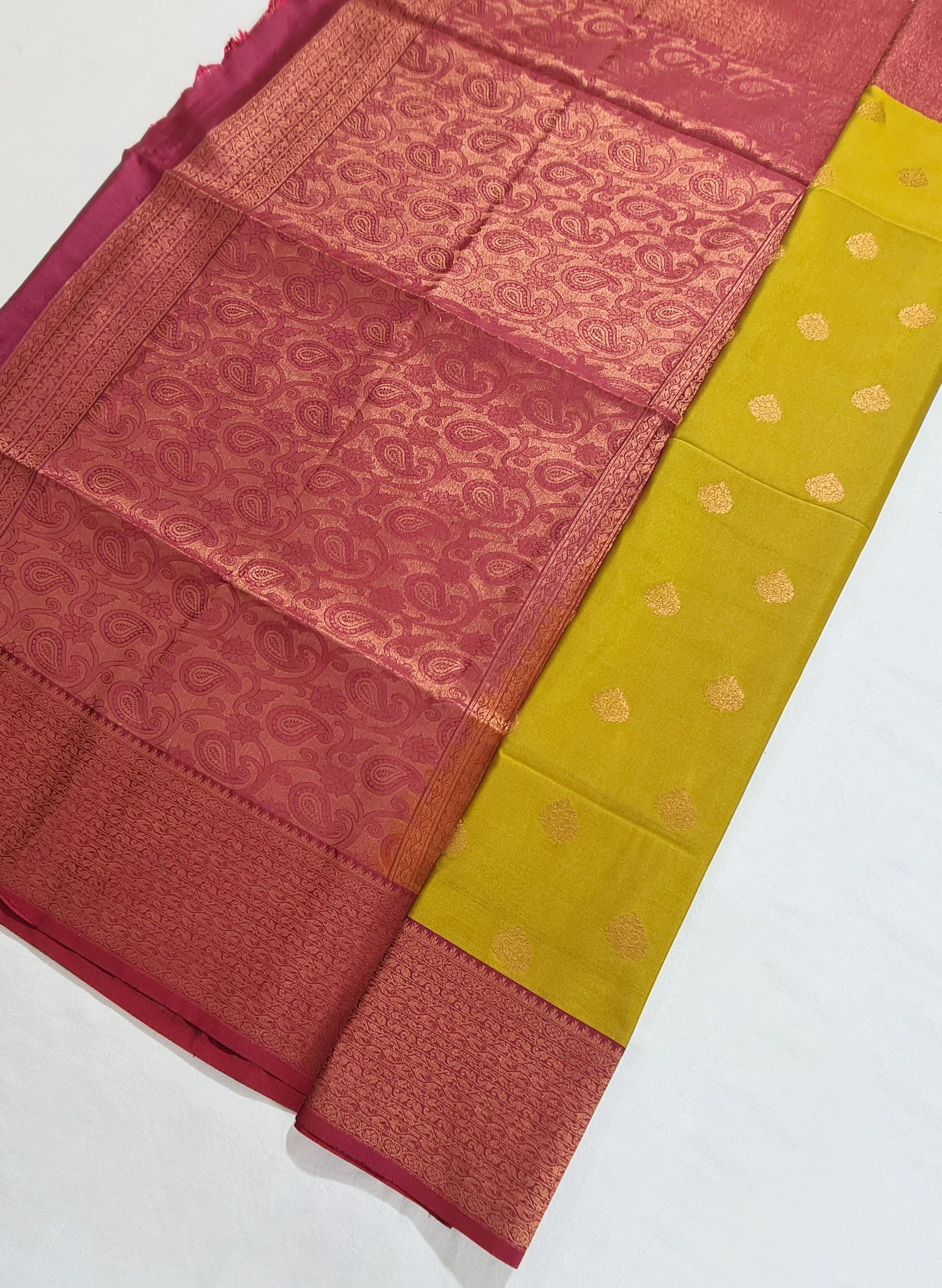 Kanchi Vegan Silk Saree With Contrast Blouse and Rich Jari Pallu