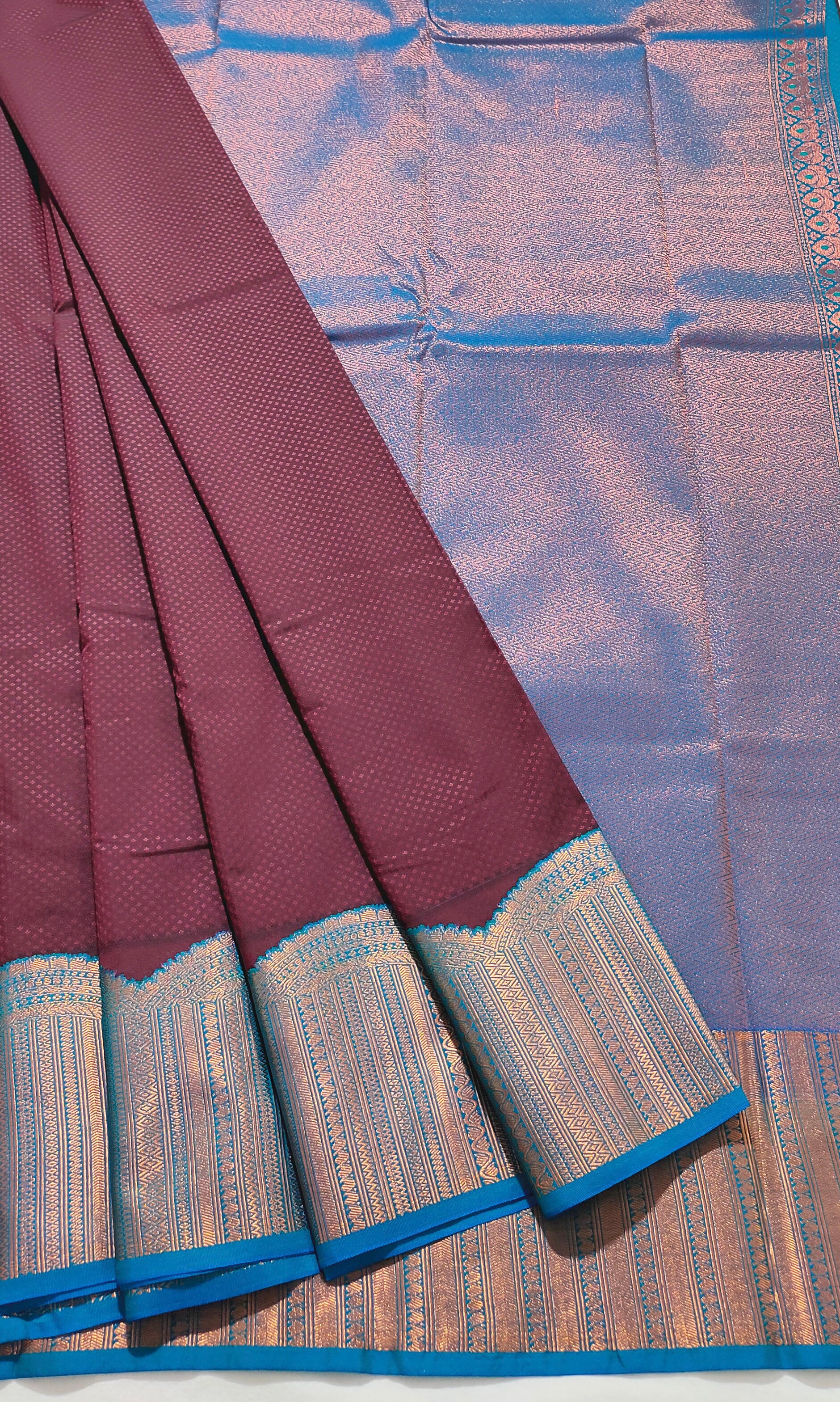 Kanchi Vegan Silk Saree With Contrast Blouse and Rich Jari Pallu