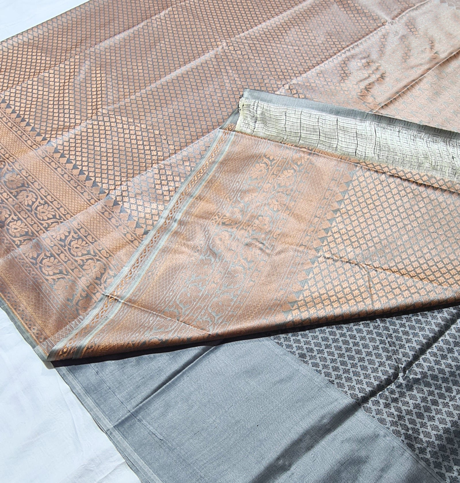 Kanchi Semi silk saree Brocade  blouse and rich jari pallu