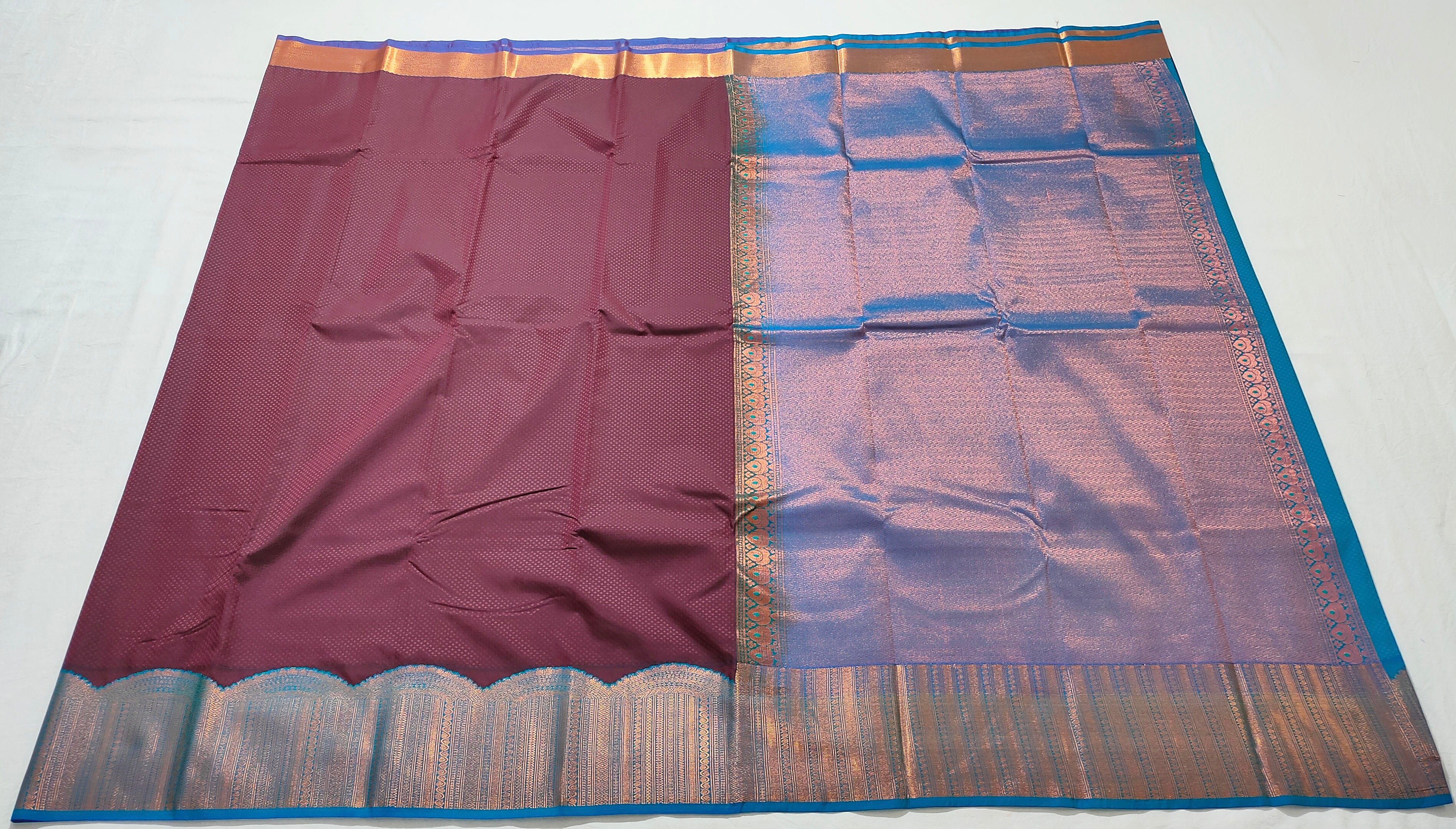 Kanchi Vegan Silk Saree With Contrast Blouse and Rich Jari Pallu