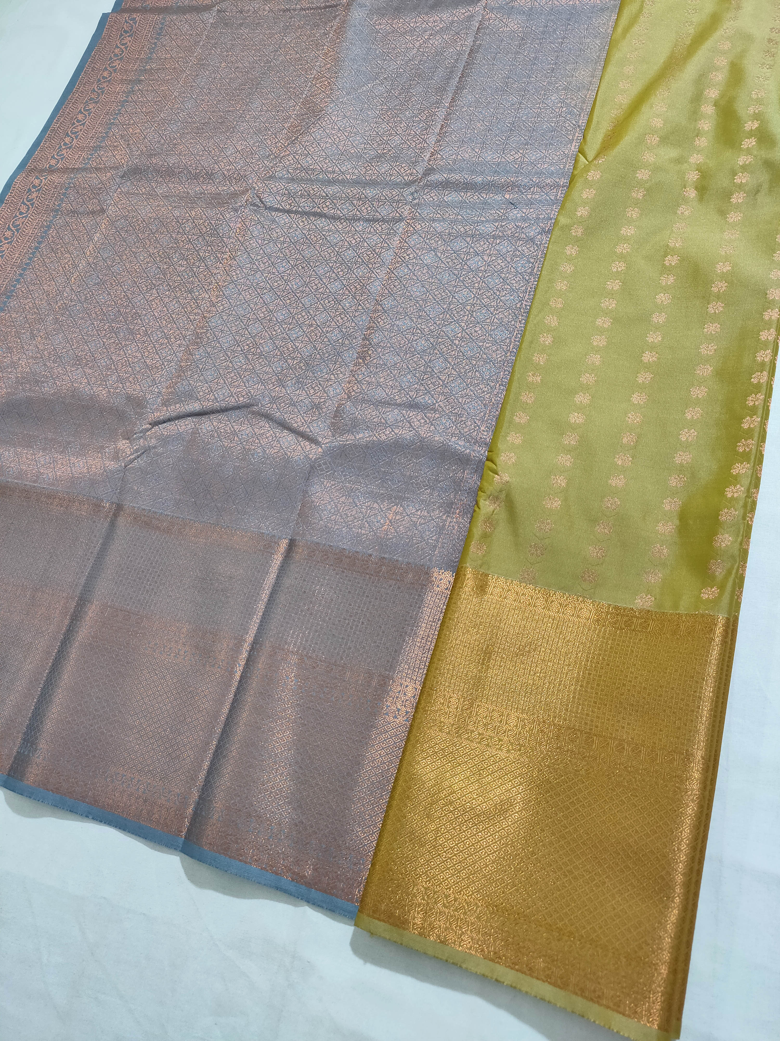 Kanchi Vegan Silk Saree With Contrast Blouse and Rich Jari Pallu