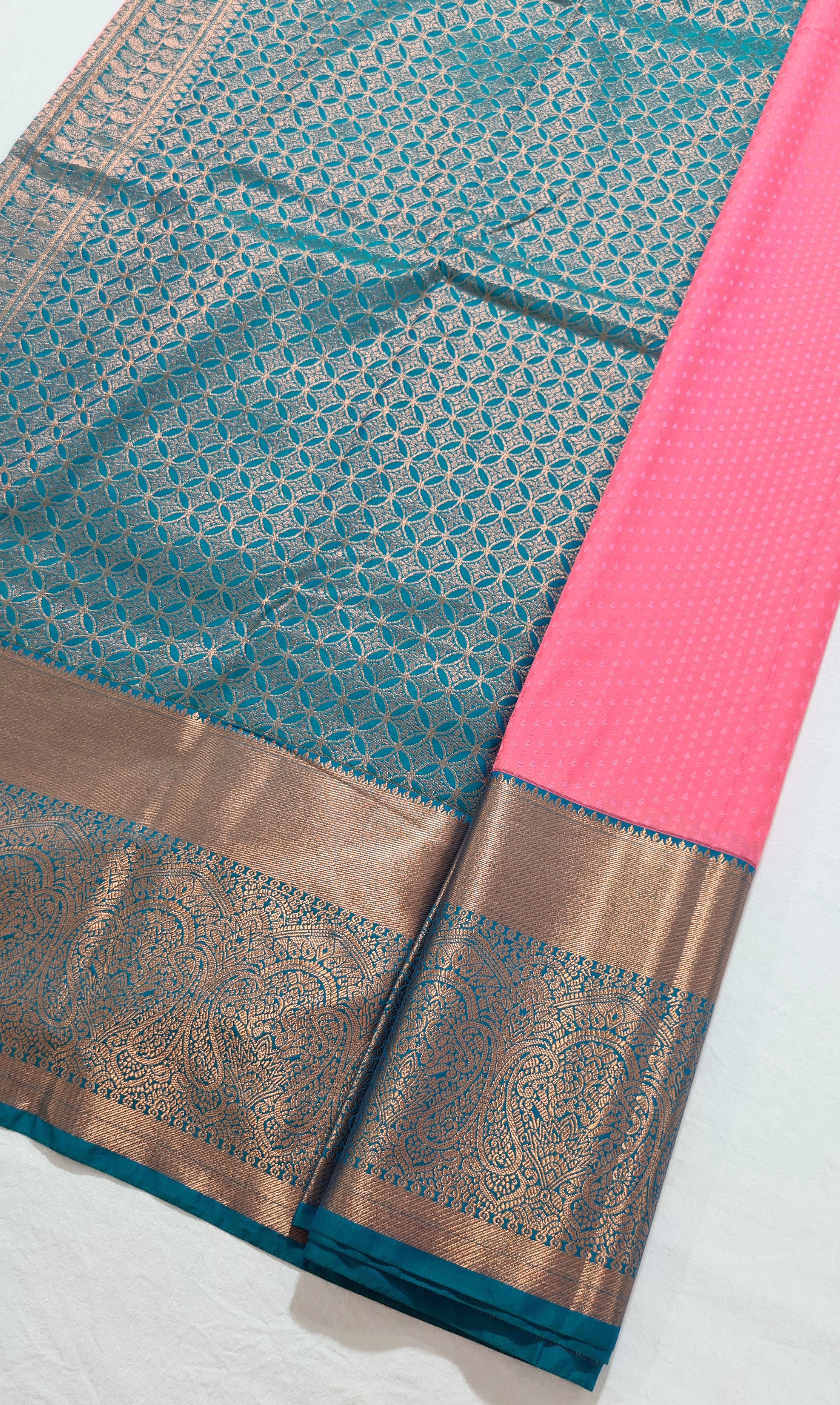 Kanchi Vegan Silk Saree With Contrast Blouse and Rich Jari Pallu