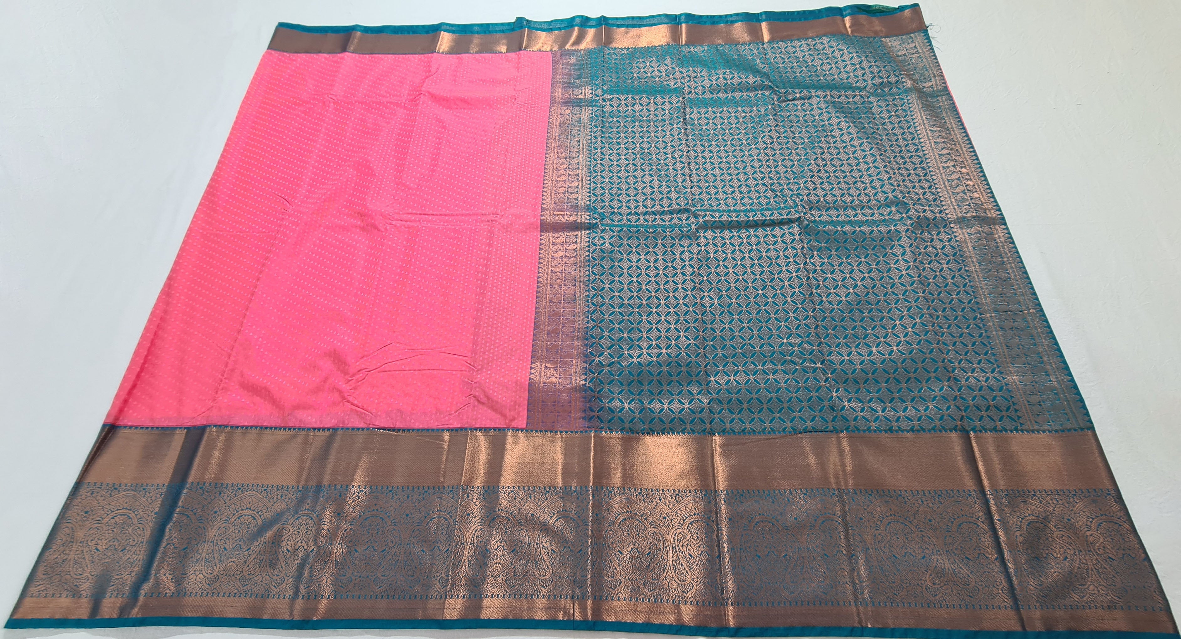 Kanchi Vegan Silk Saree With Contrast Blouse and Rich Jari Pallu
