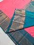 Kanchi Vegan Silk Saree With Contrast Blouse and Rich Jari Pallu