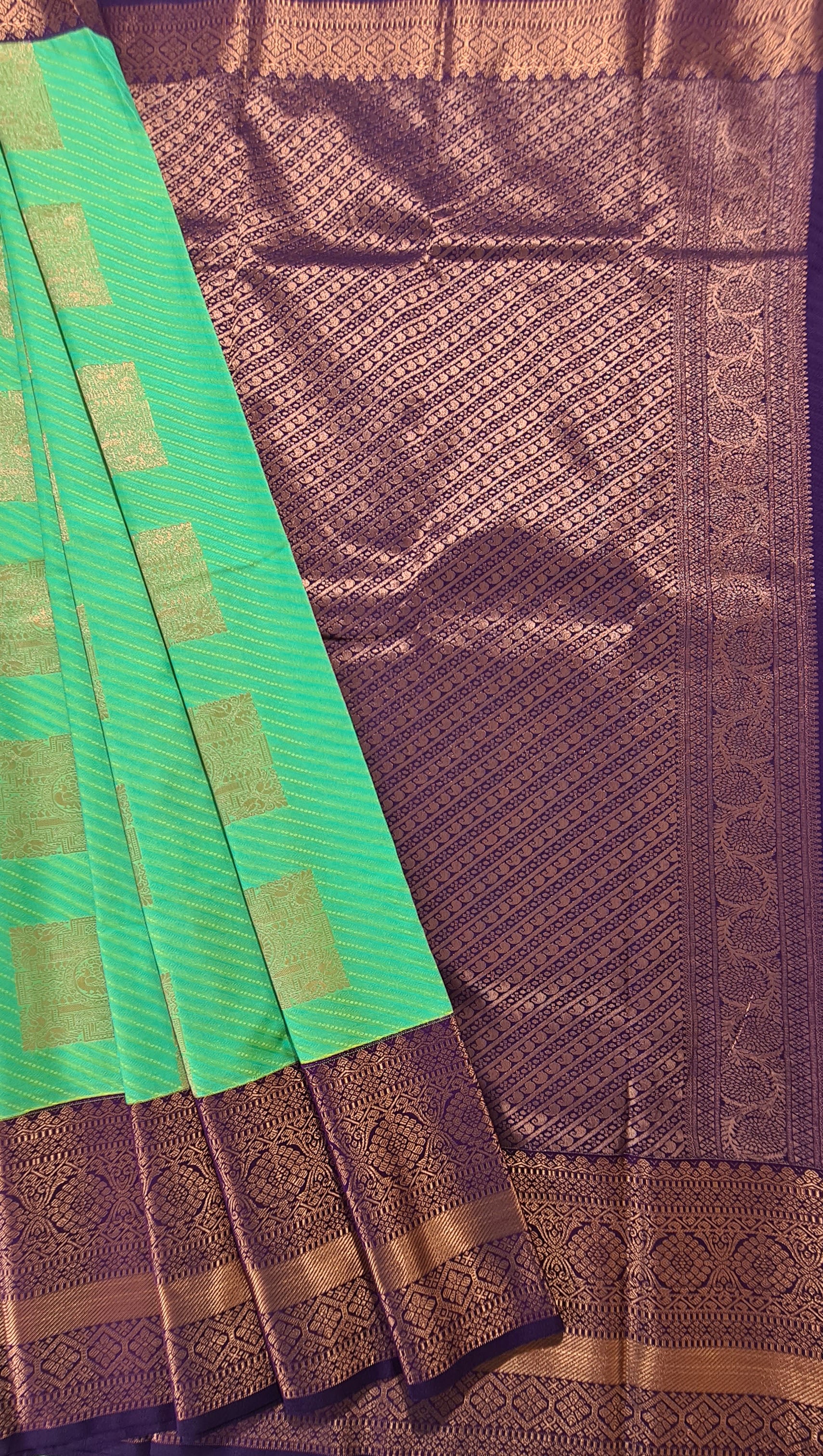 Kanchi Vegan Silk Saree With Contrast Blouse and Rich Jari Pallu