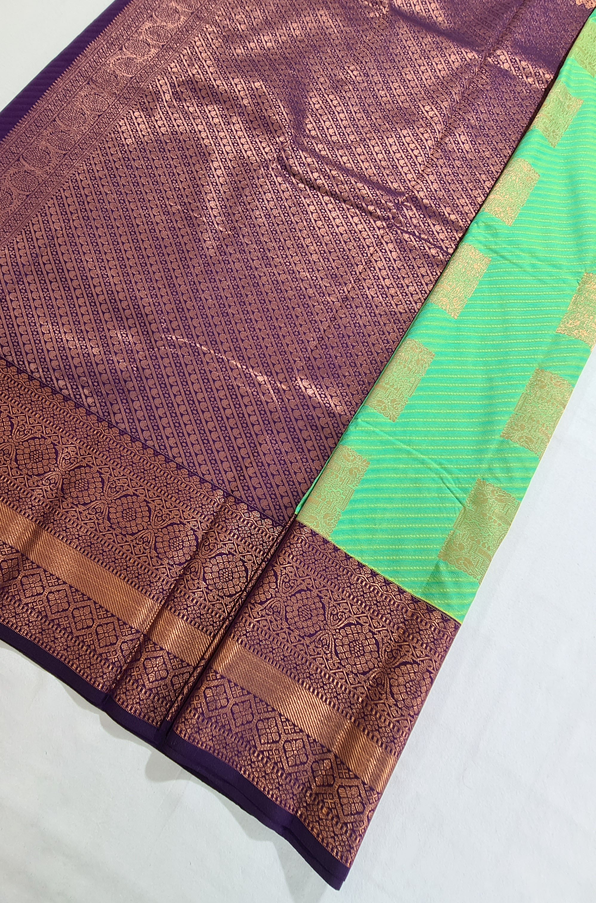 Kanchi Vegan Silk Saree With Contrast Blouse and Rich Jari Pallu