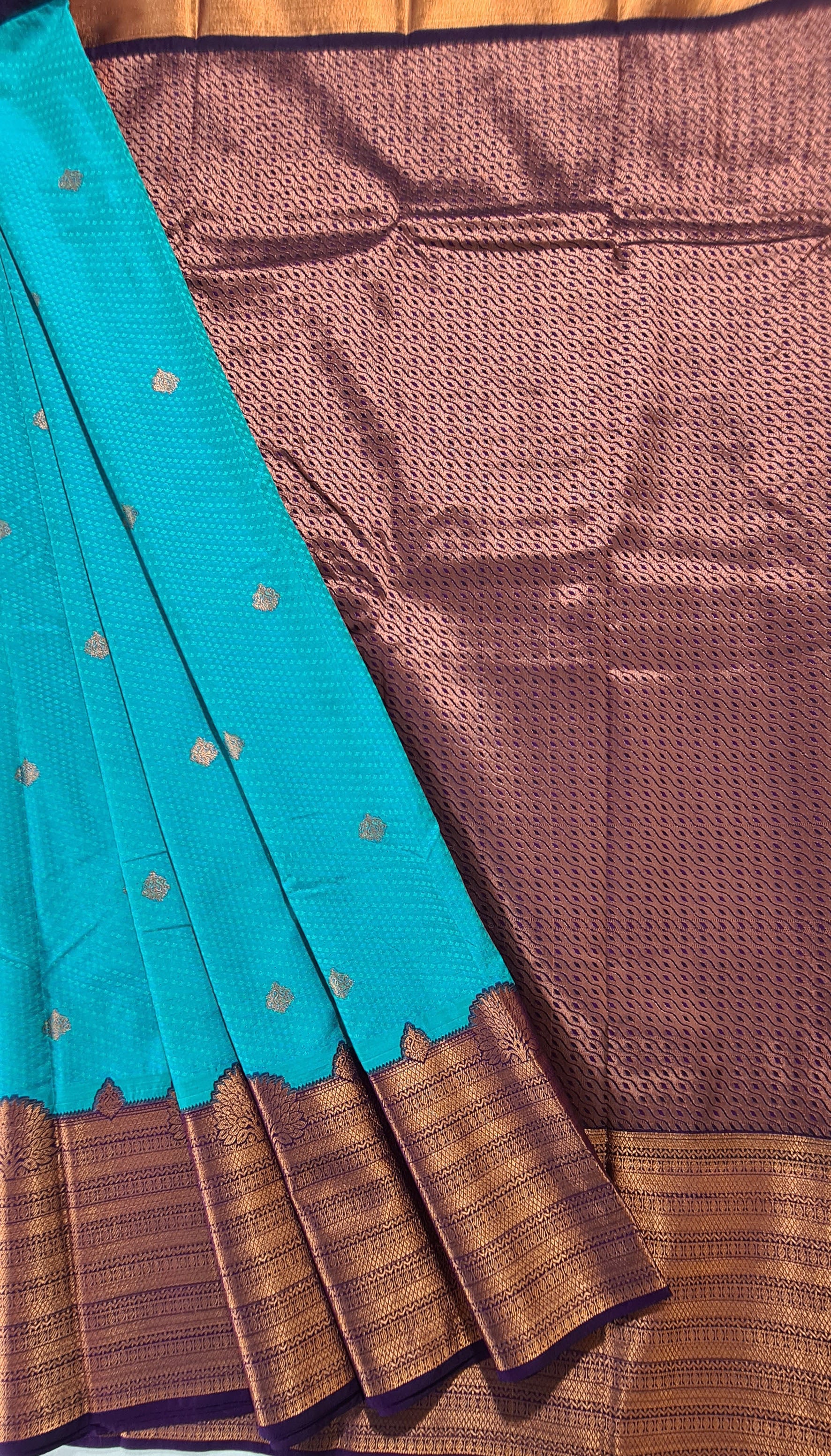 Kanchi Vegan Silk Saree With Contrast Blouse and Rich Jari Pallu