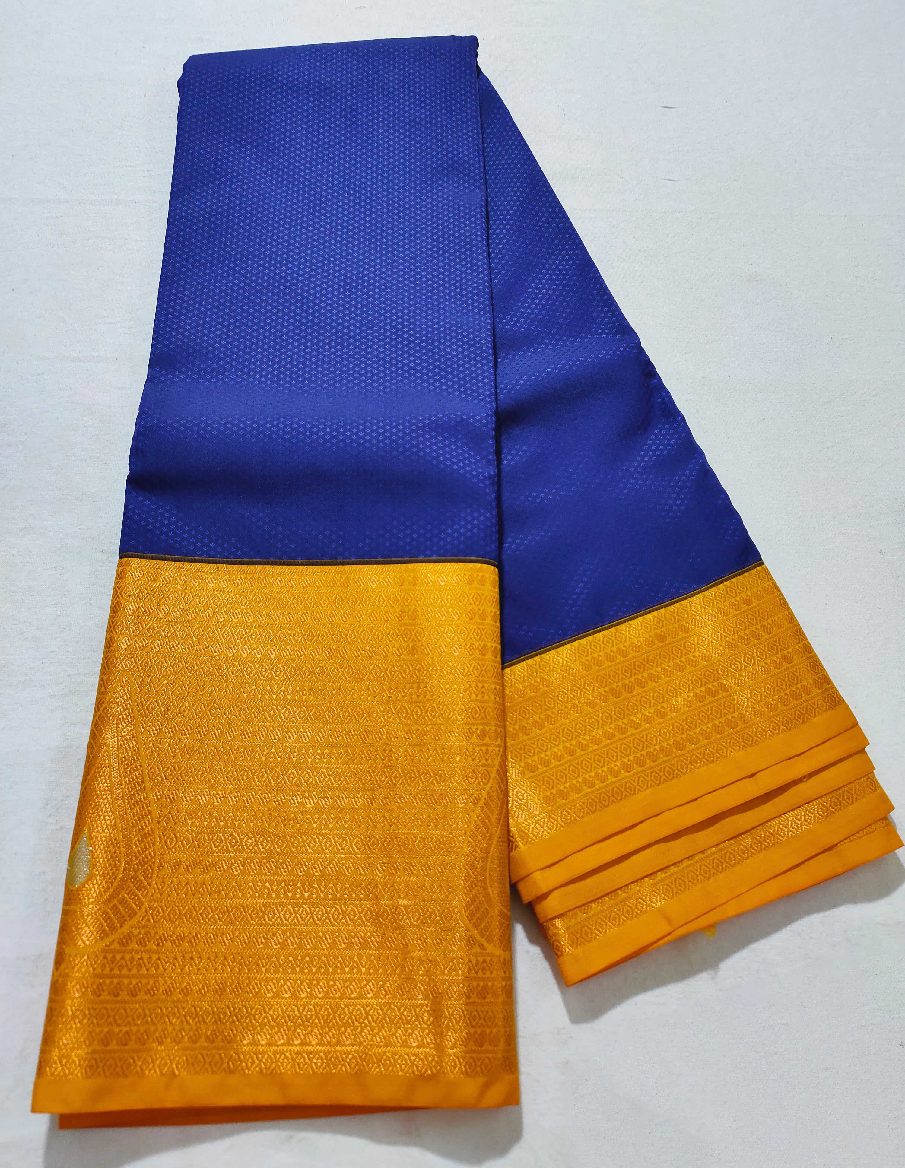 Kanchi Vegan Silk Saree With Contrast Blouse and Rich Jari Pallu
