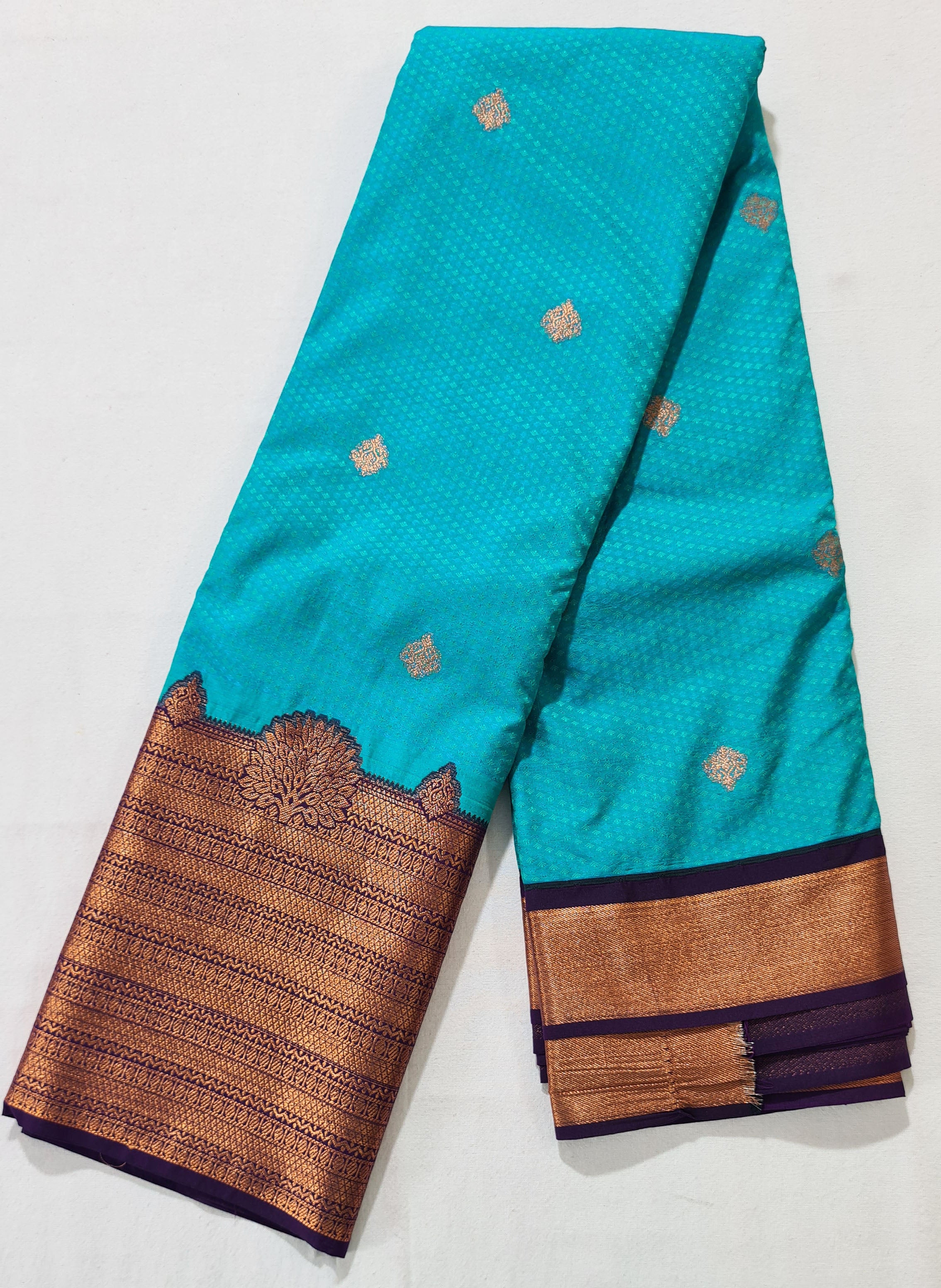 Kanchi Vegan Silk Saree With Contrast Blouse and Rich Jari Pallu