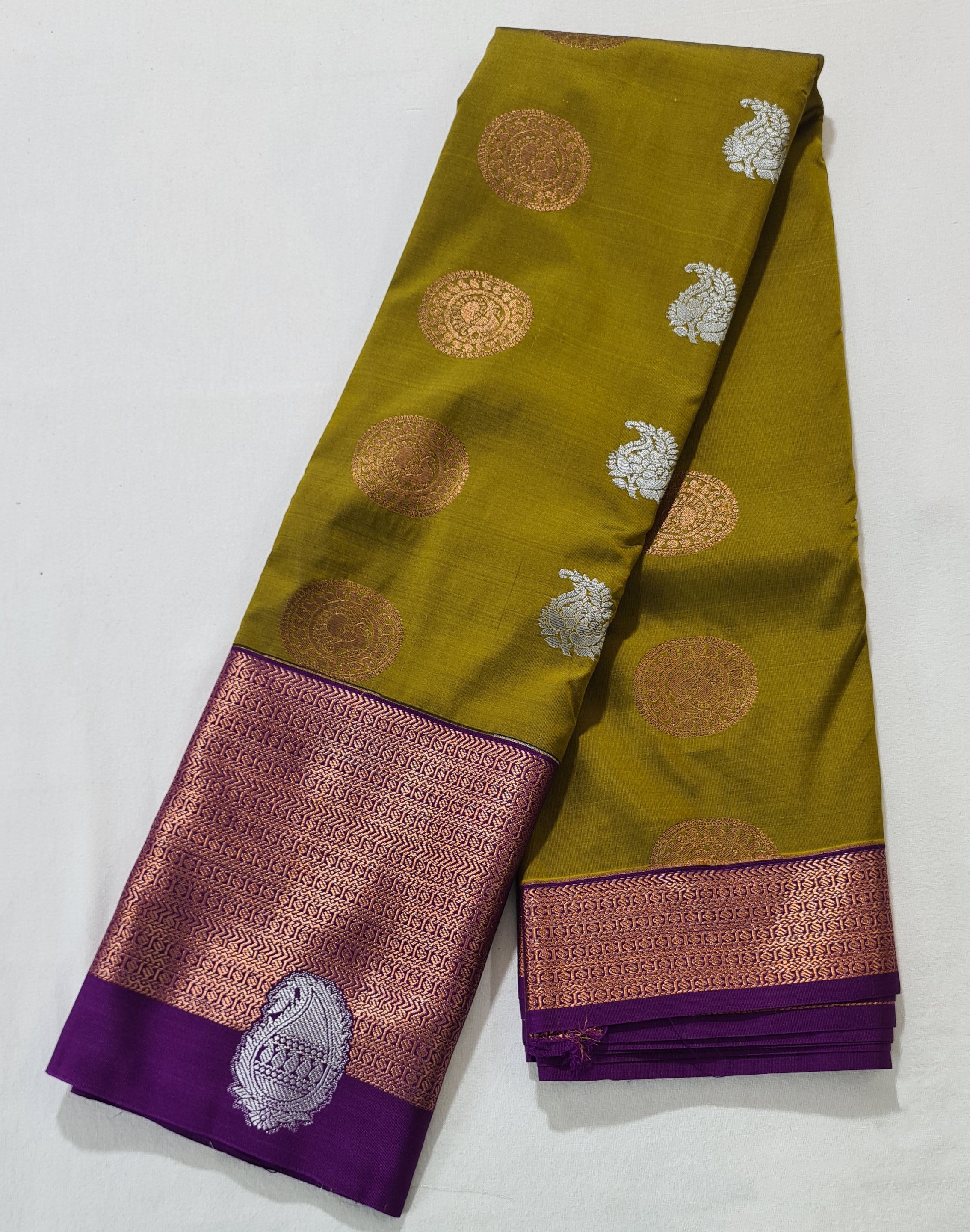 Kanchi Vegan Silk Saree With Contrast Blouse and Rich Jari Pallu