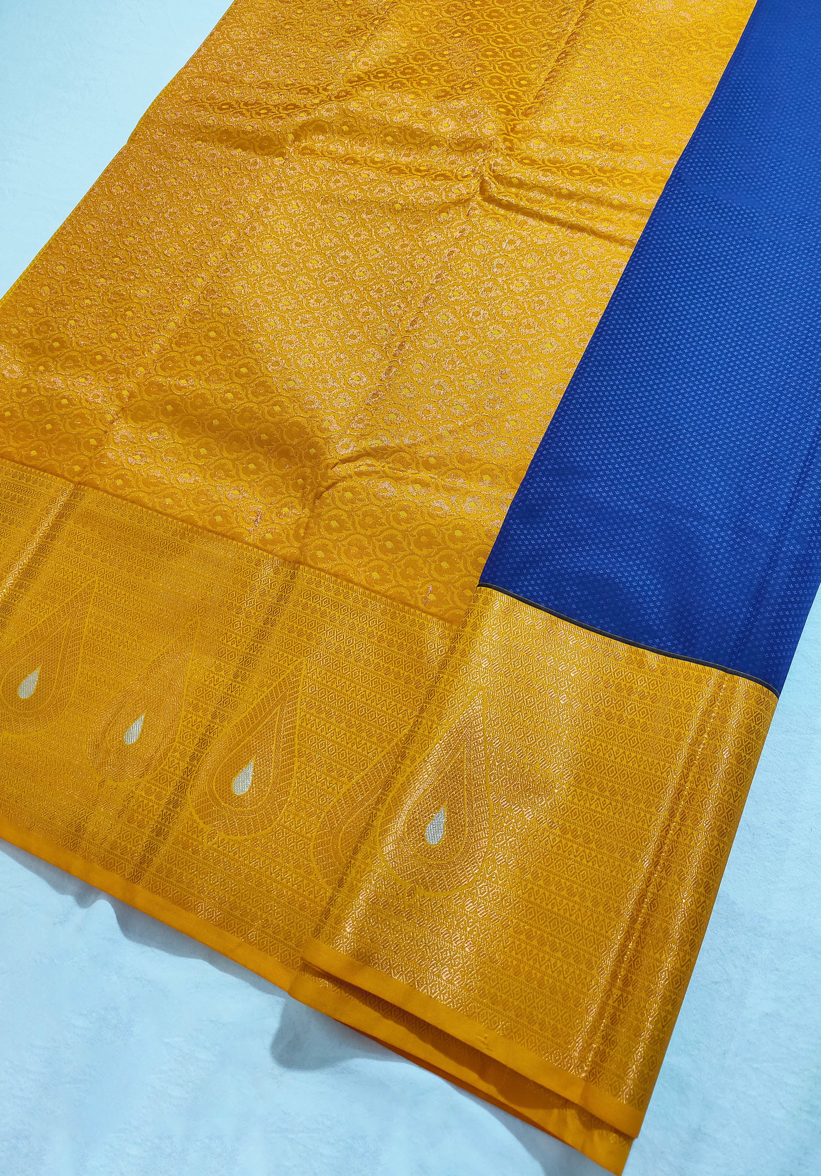 Kanchi Vegan Silk Saree With Contrast Blouse and Rich Jari Pallu