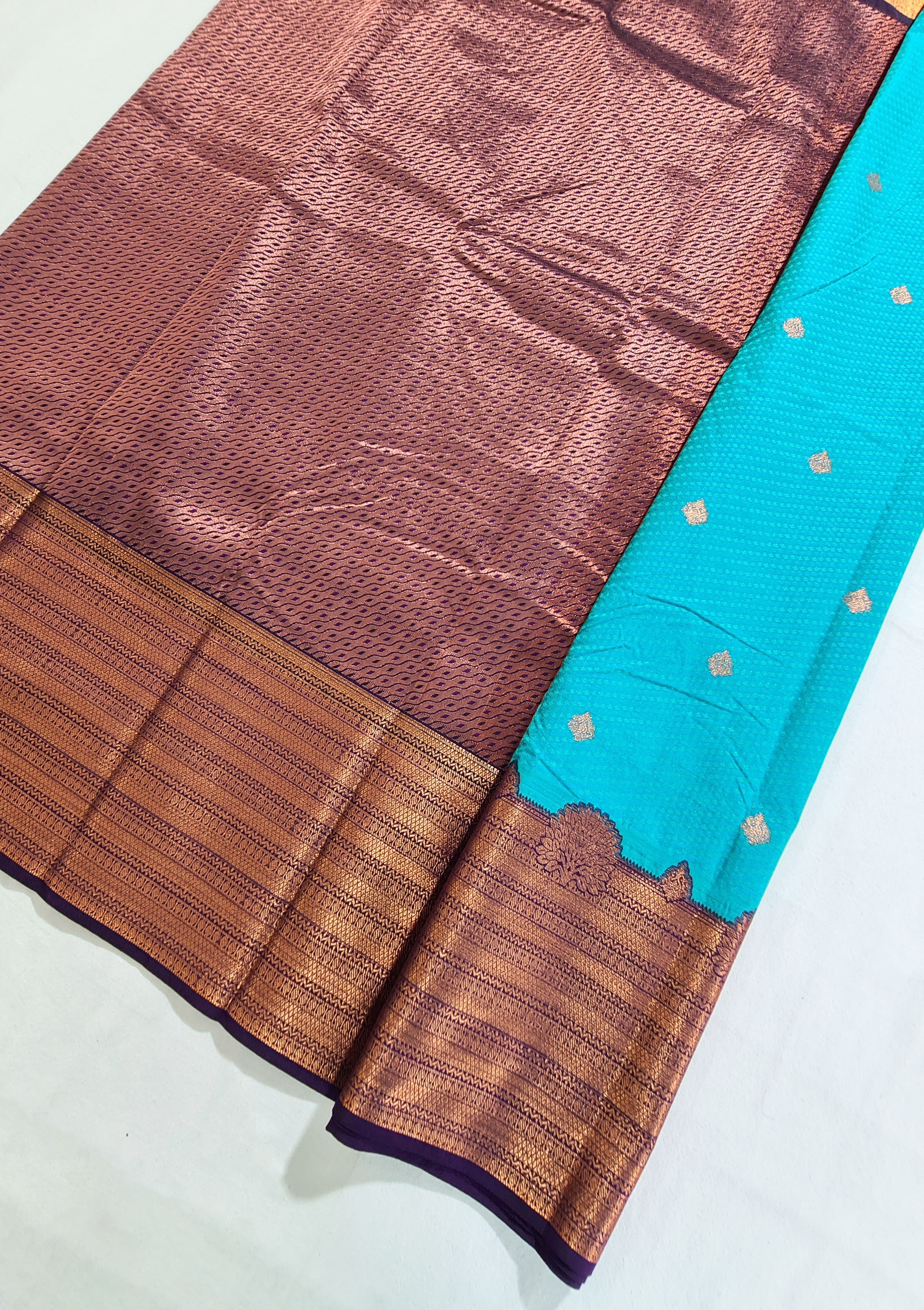 Kanchi Vegan Silk Saree With Contrast Blouse and Rich Jari Pallu