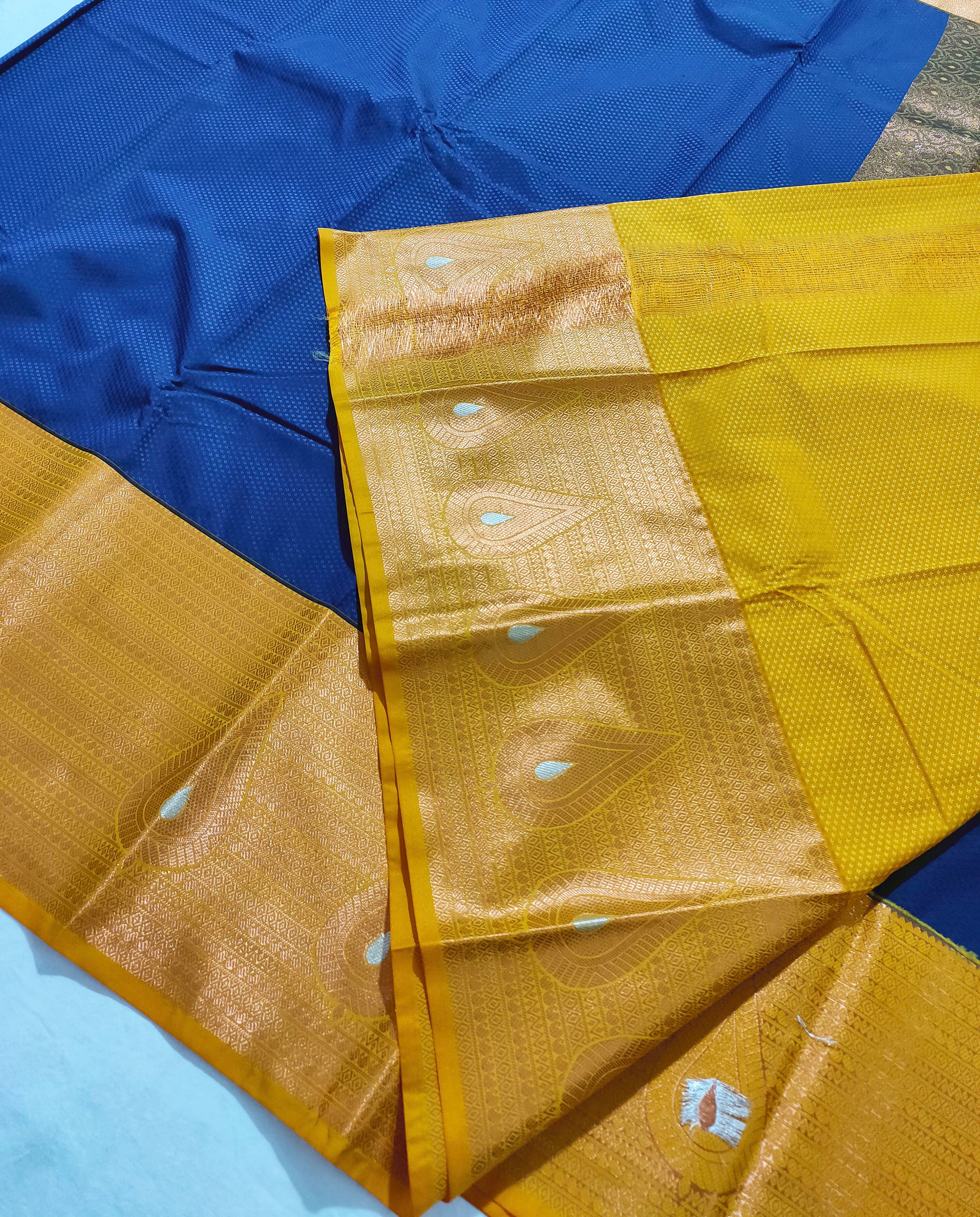 Kanchi Vegan Silk Saree With Contrast Blouse and Rich Jari Pallu