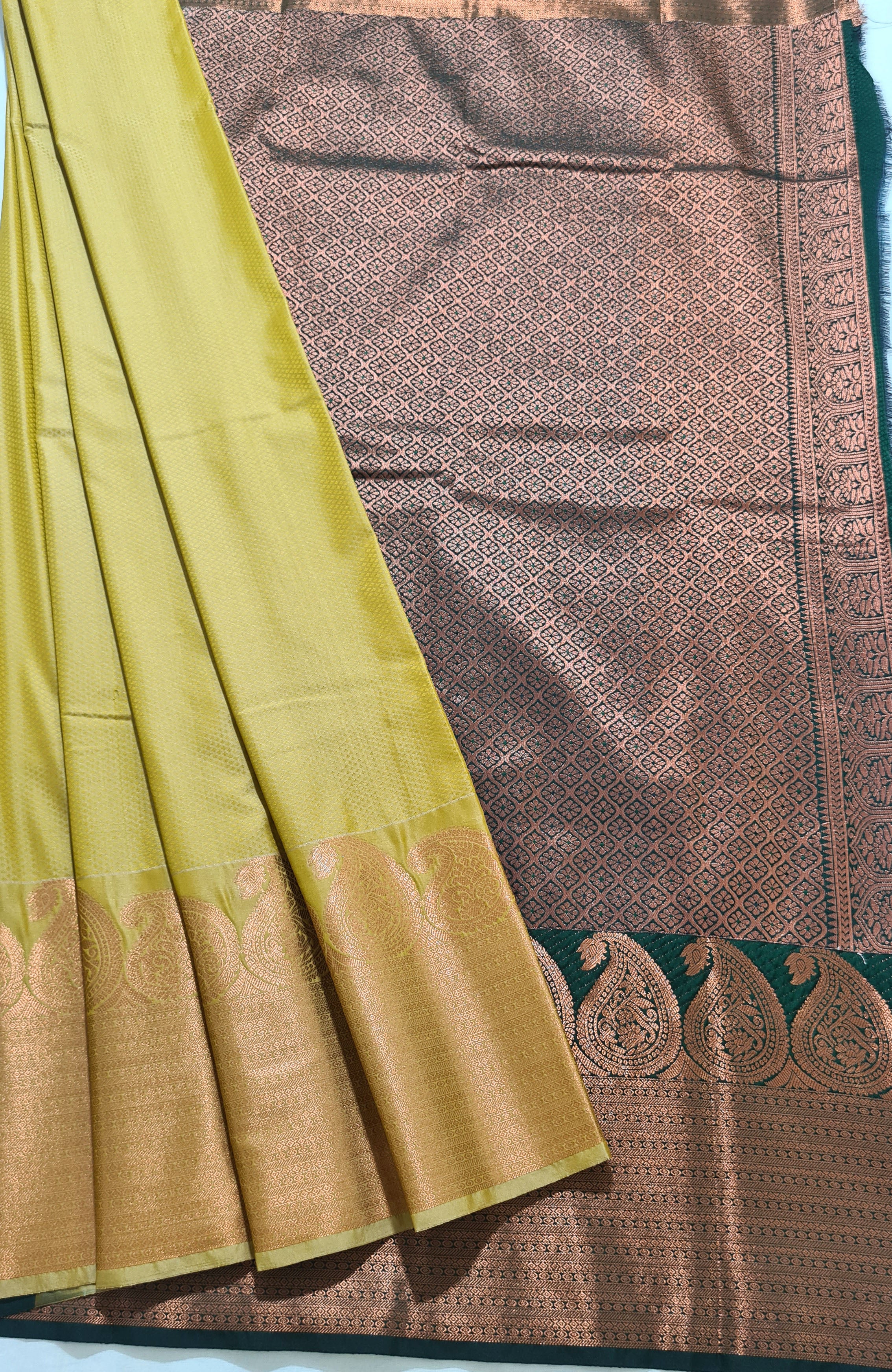 Kanchi Vegan Silk Saree With Contrast Blouse and Rich Jari Pallu