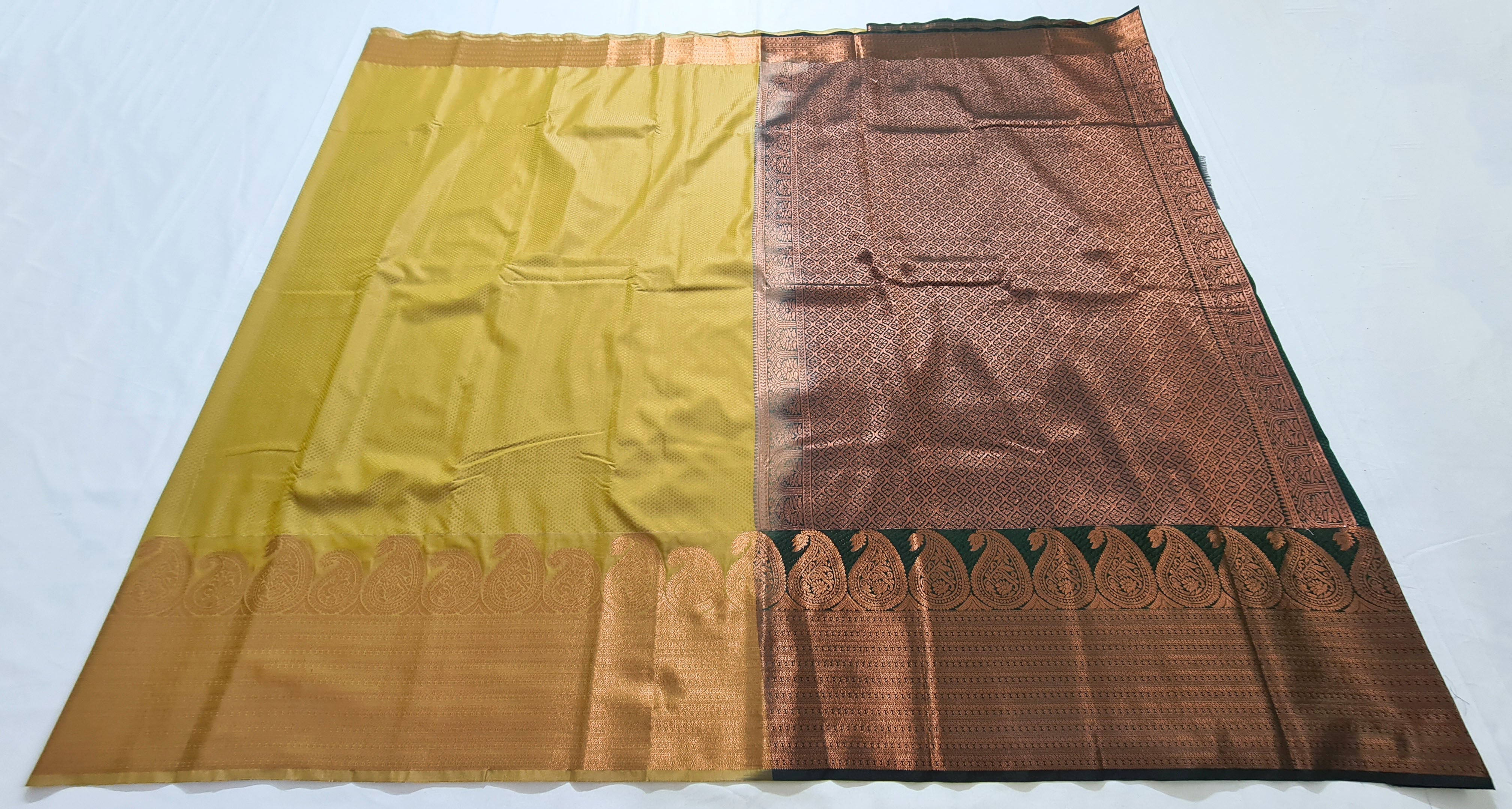Kanchi Vegan Silk Saree With Contrast Blouse and Rich Jari Pallu