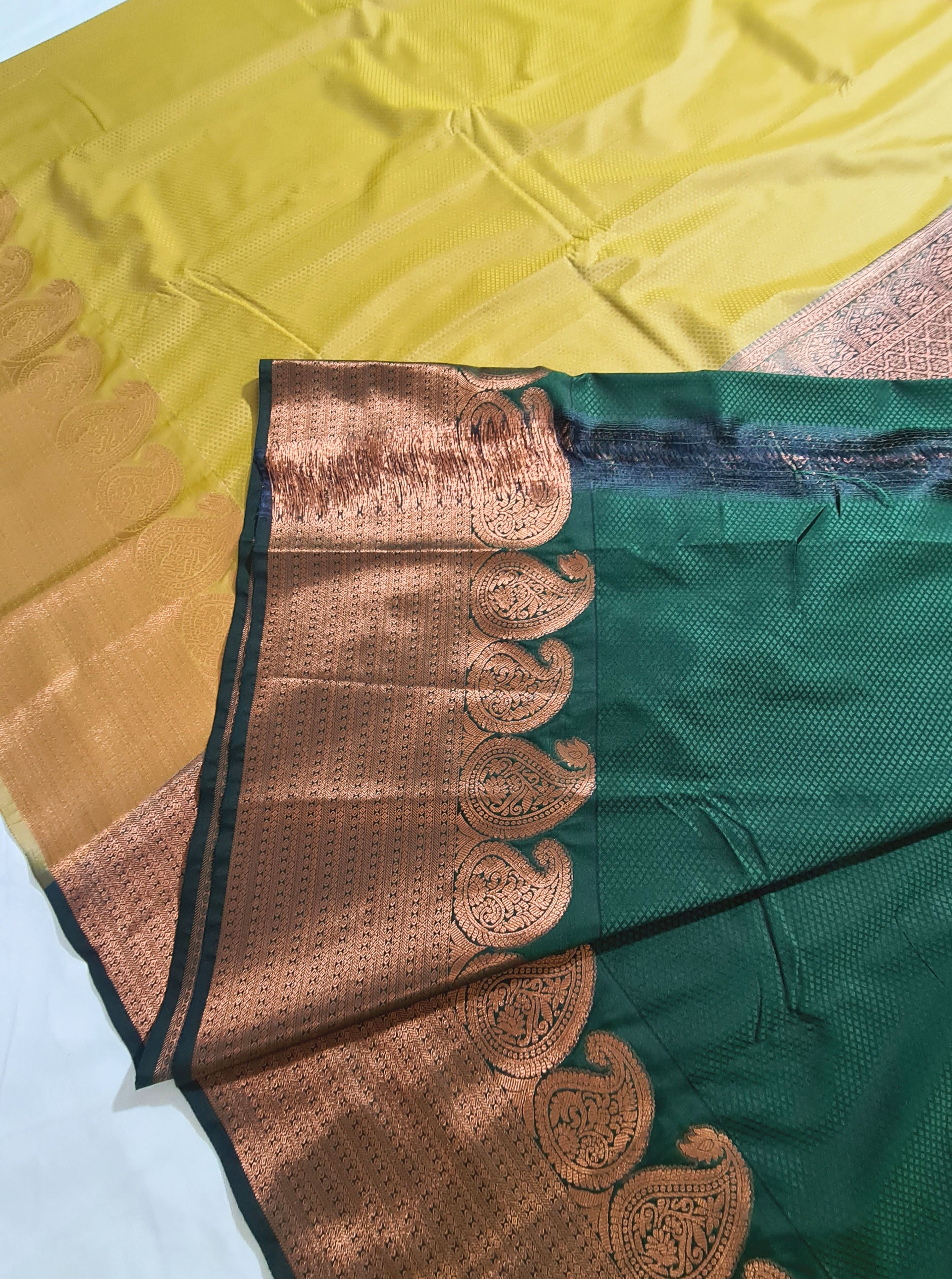 Kanchi Vegan Silk Saree With Contrast Blouse and Rich Jari Pallu
