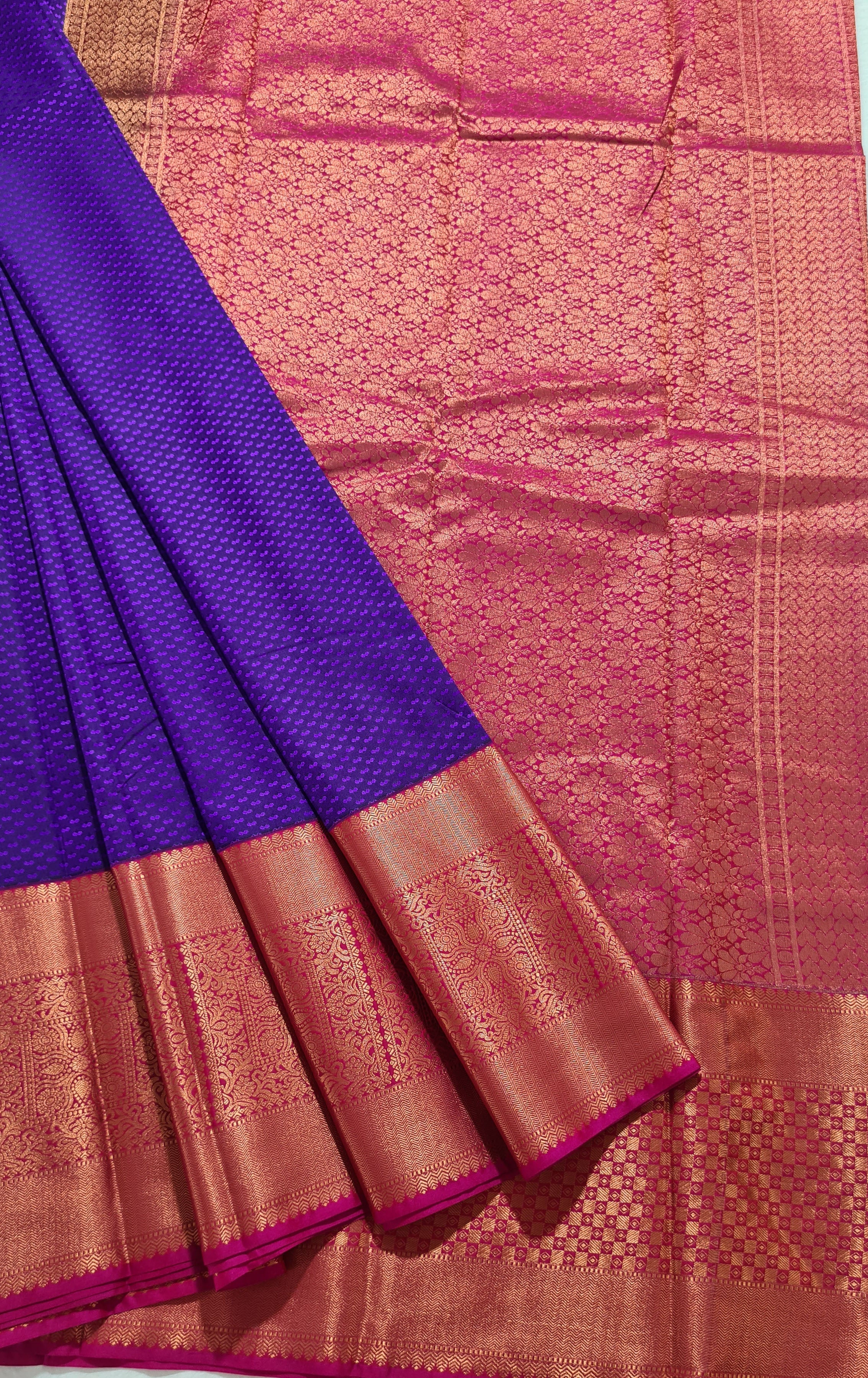 Kanchi Vegan Silk Saree With Contrast Blouse and Rich Jari Pallu
