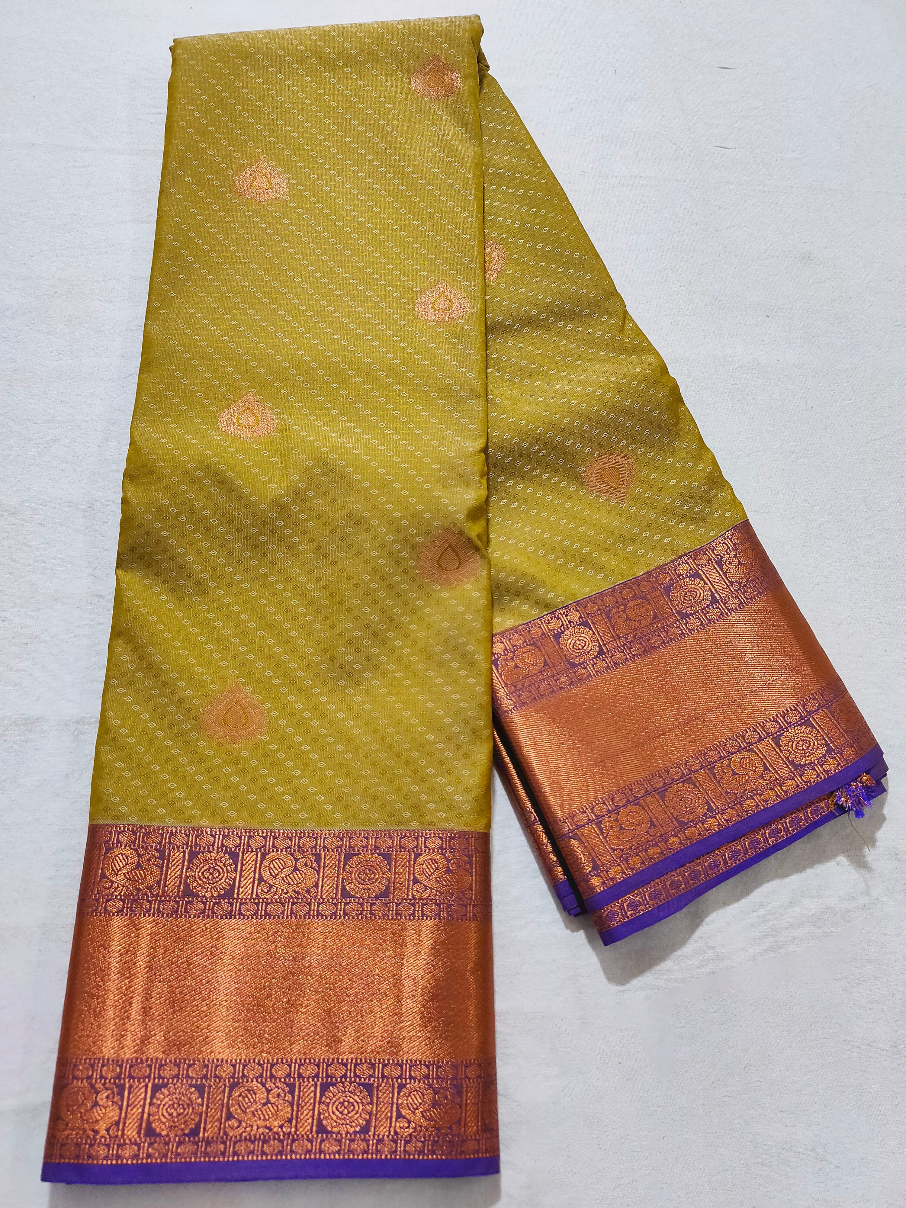 Kanchi Vegan Silk Saree With Contrast Blouse and Rich Jari Pallu