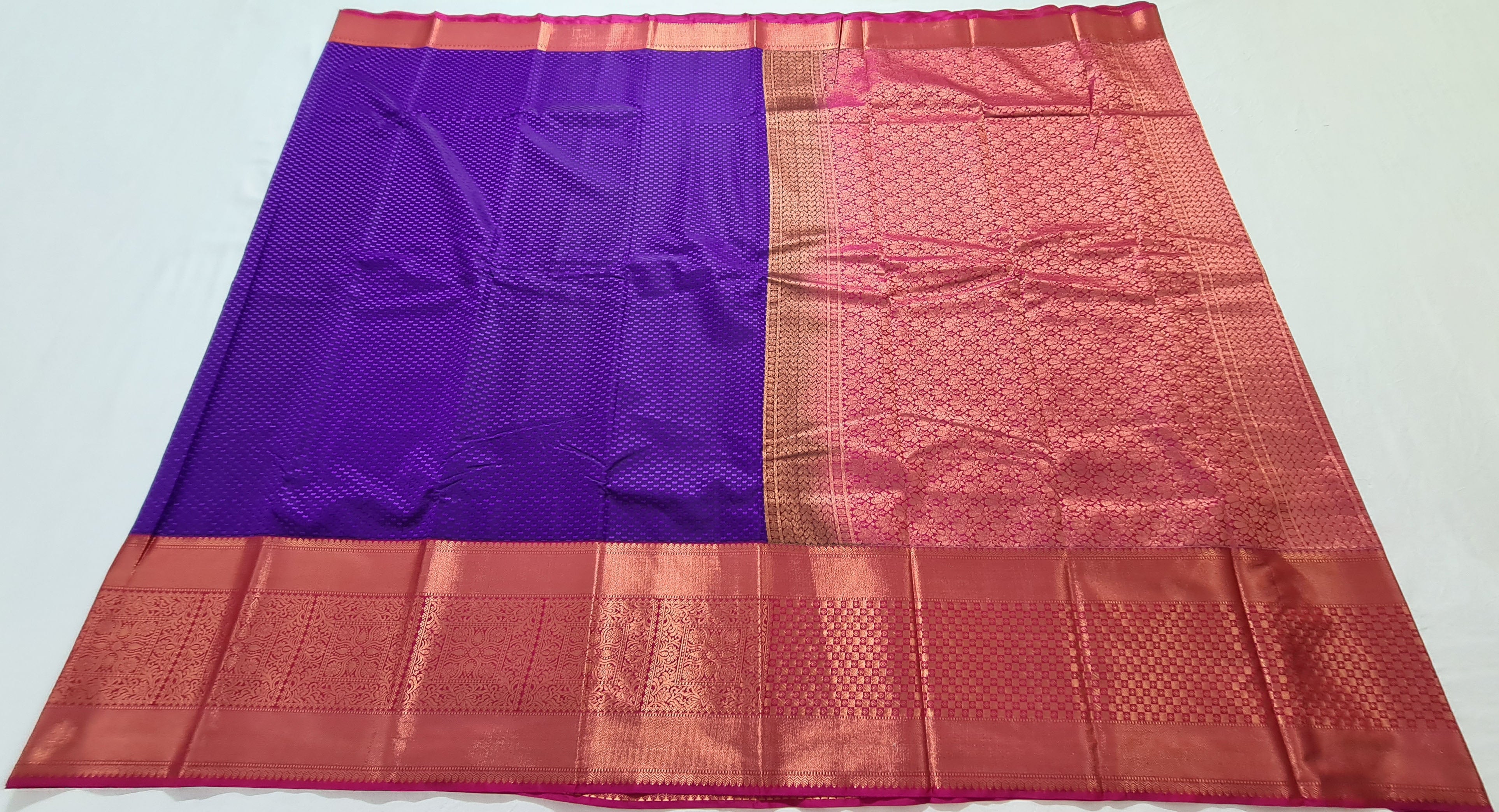 Kanchi Vegan Silk Saree With Contrast Blouse and Rich Jari Pallu