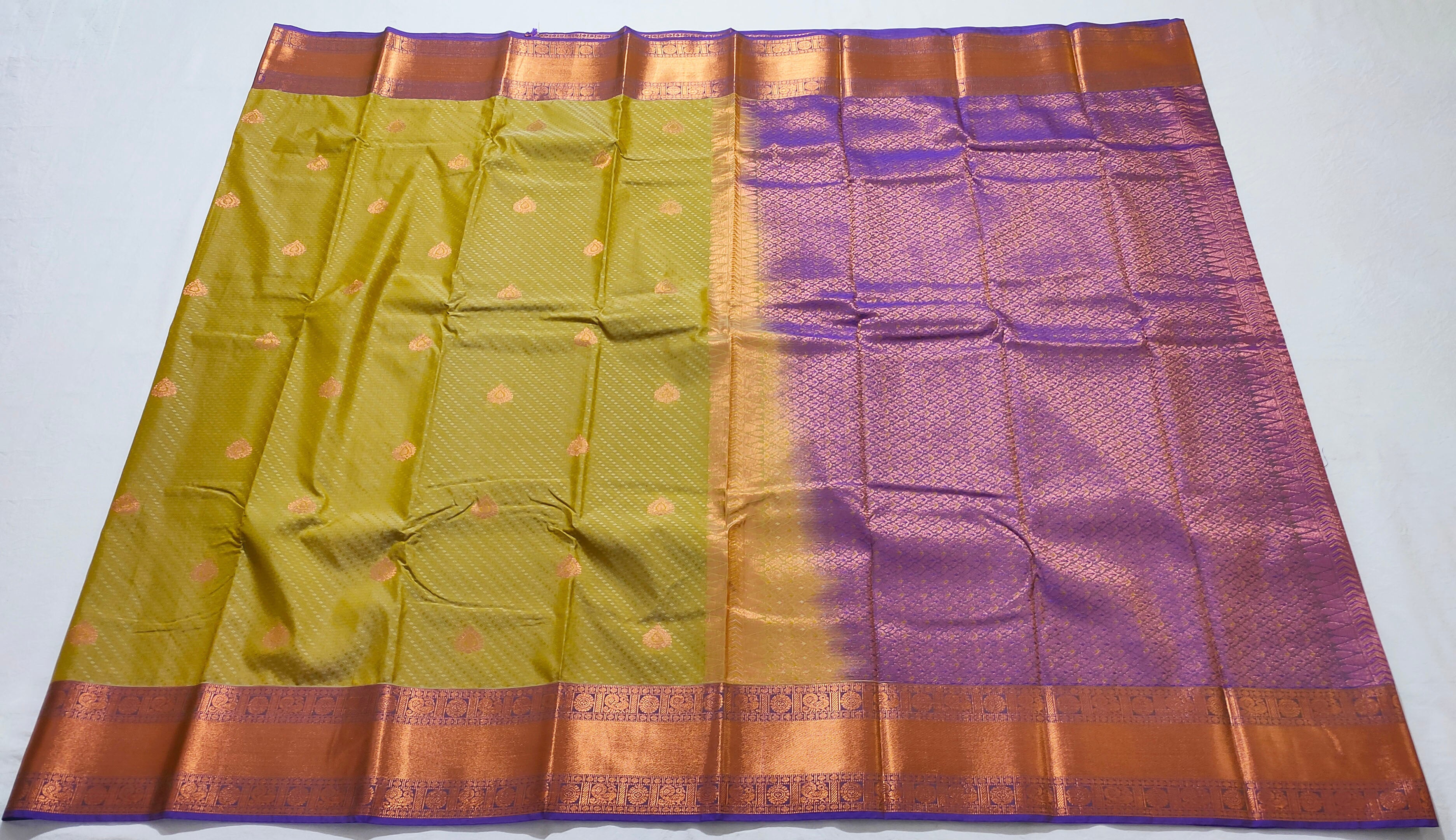 Kanchi Vegan Silk Saree With Contrast Blouse and Rich Jari Pallu