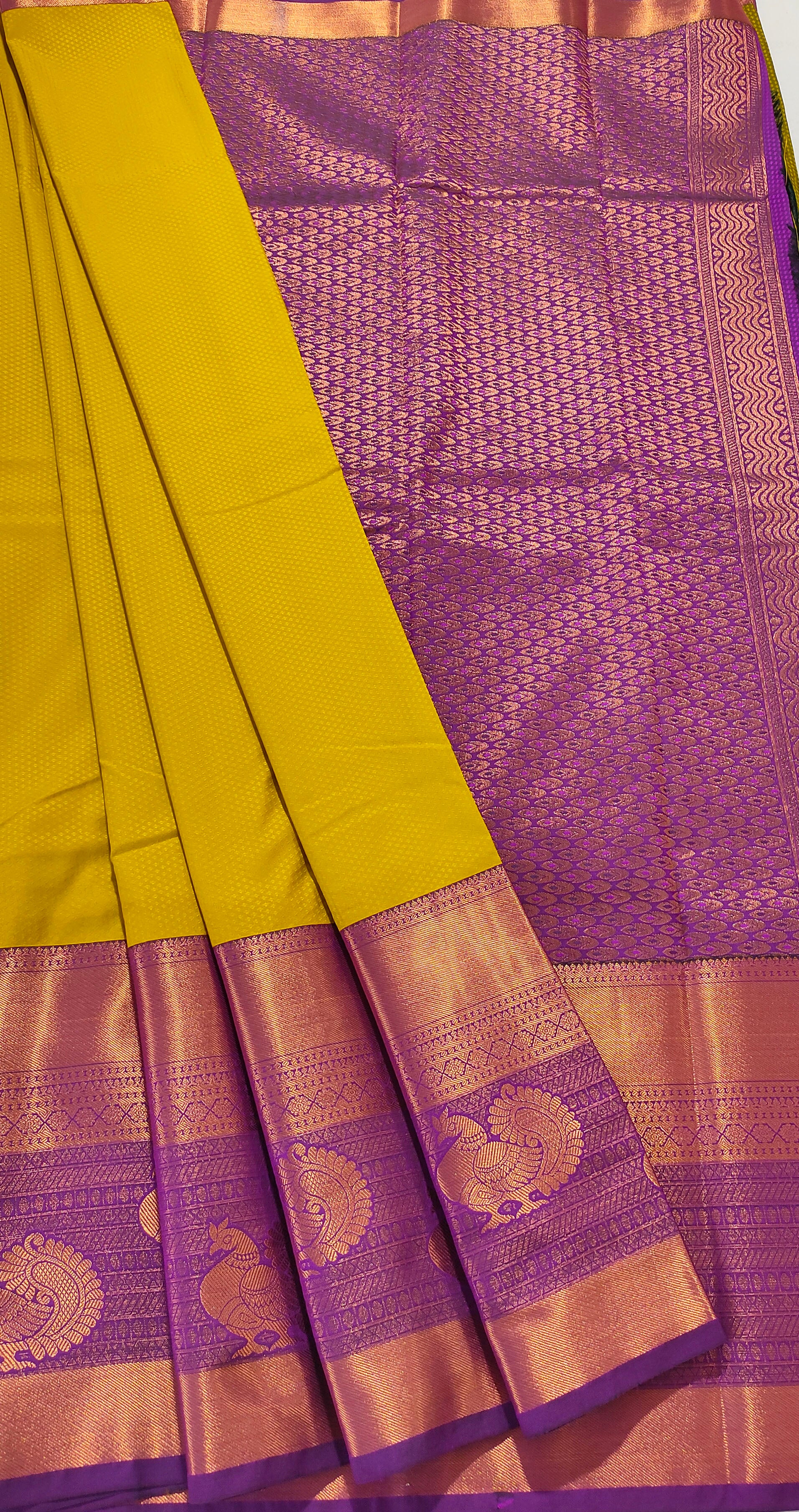 Kanchi Vegan Silk Saree With Contrast Blouse and Rich Jari Pallu