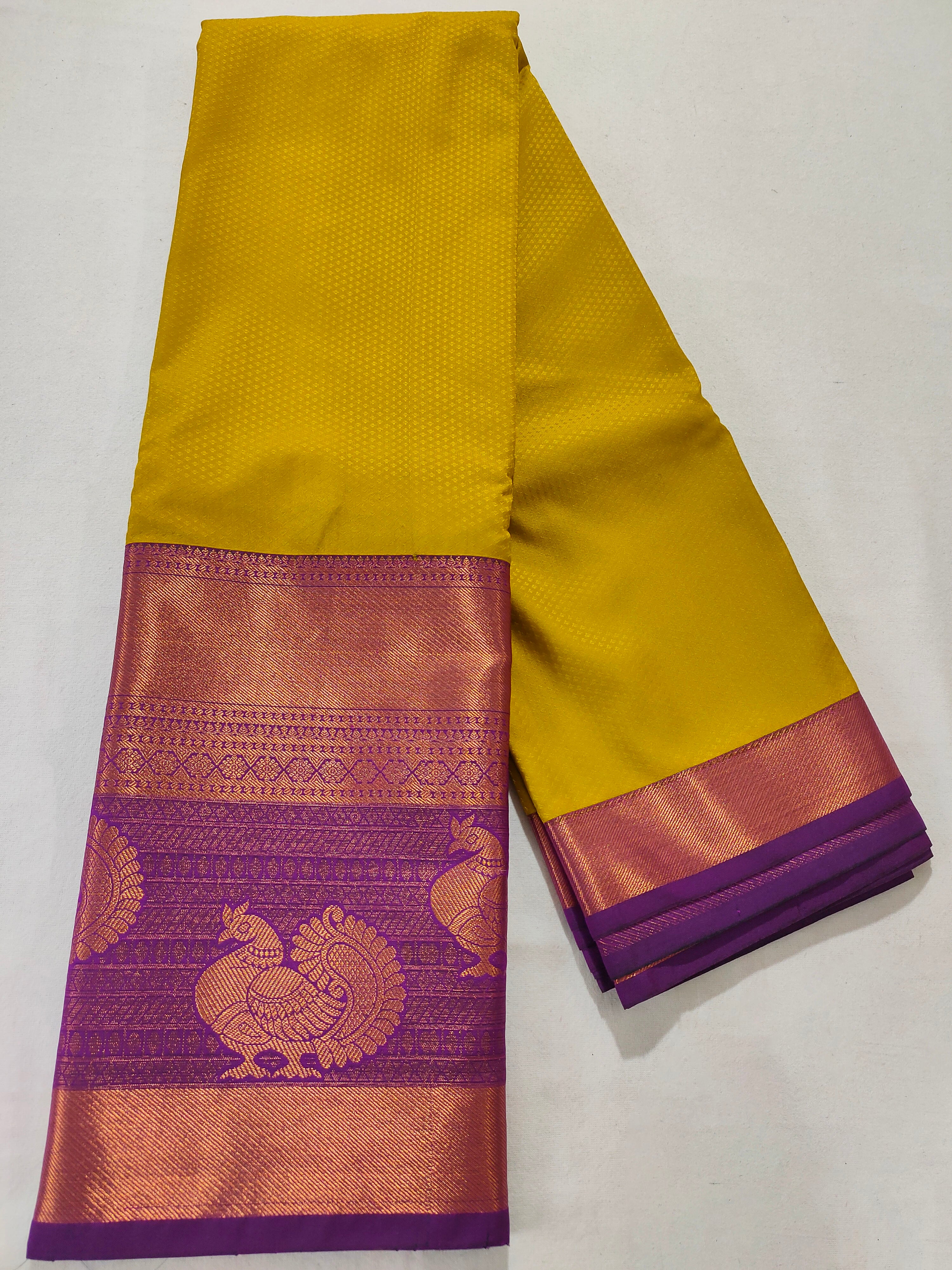 Kanchi Vegan Silk Saree With Contrast Blouse and Rich Jari Pallu