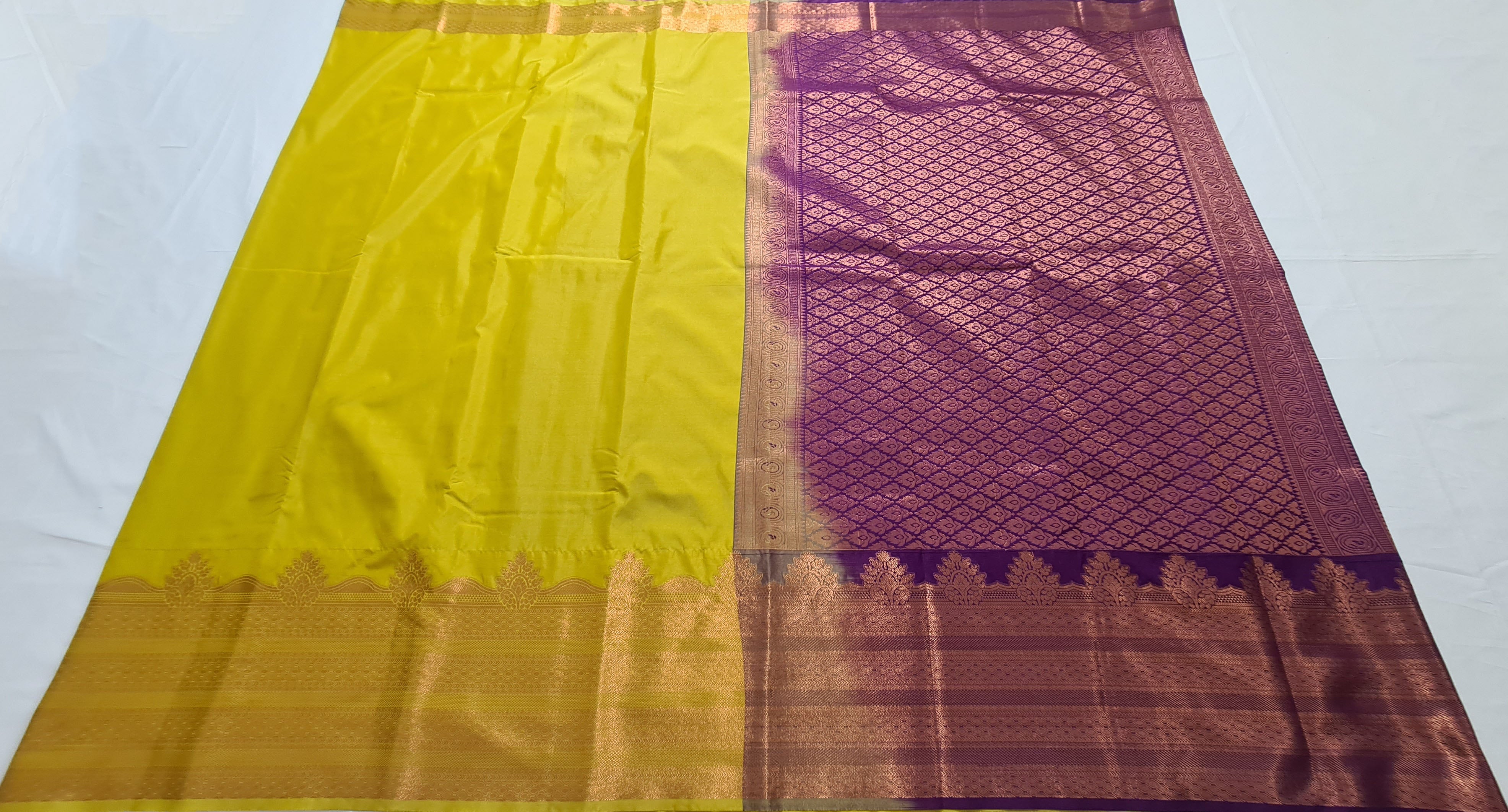 Kanchi Vegan Silk Saree With Contrast Blouse and Rich Jari Pallu