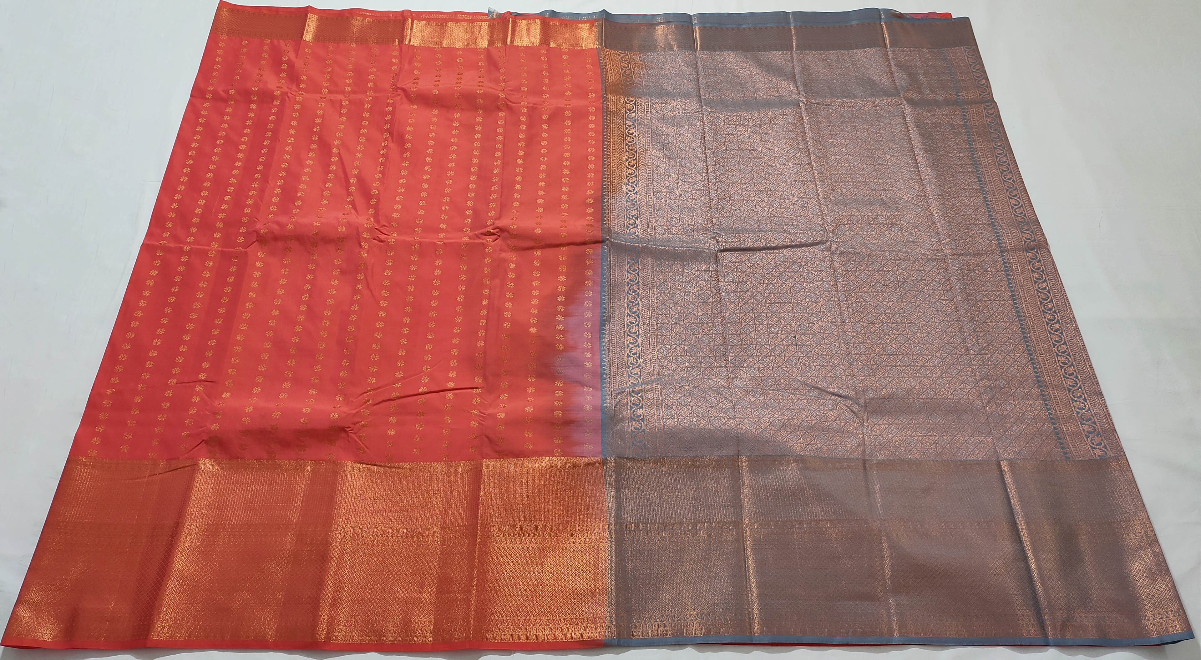 Kanchi Vegan Silk Saree With Contrast Blouse and Rich Jari Pallu