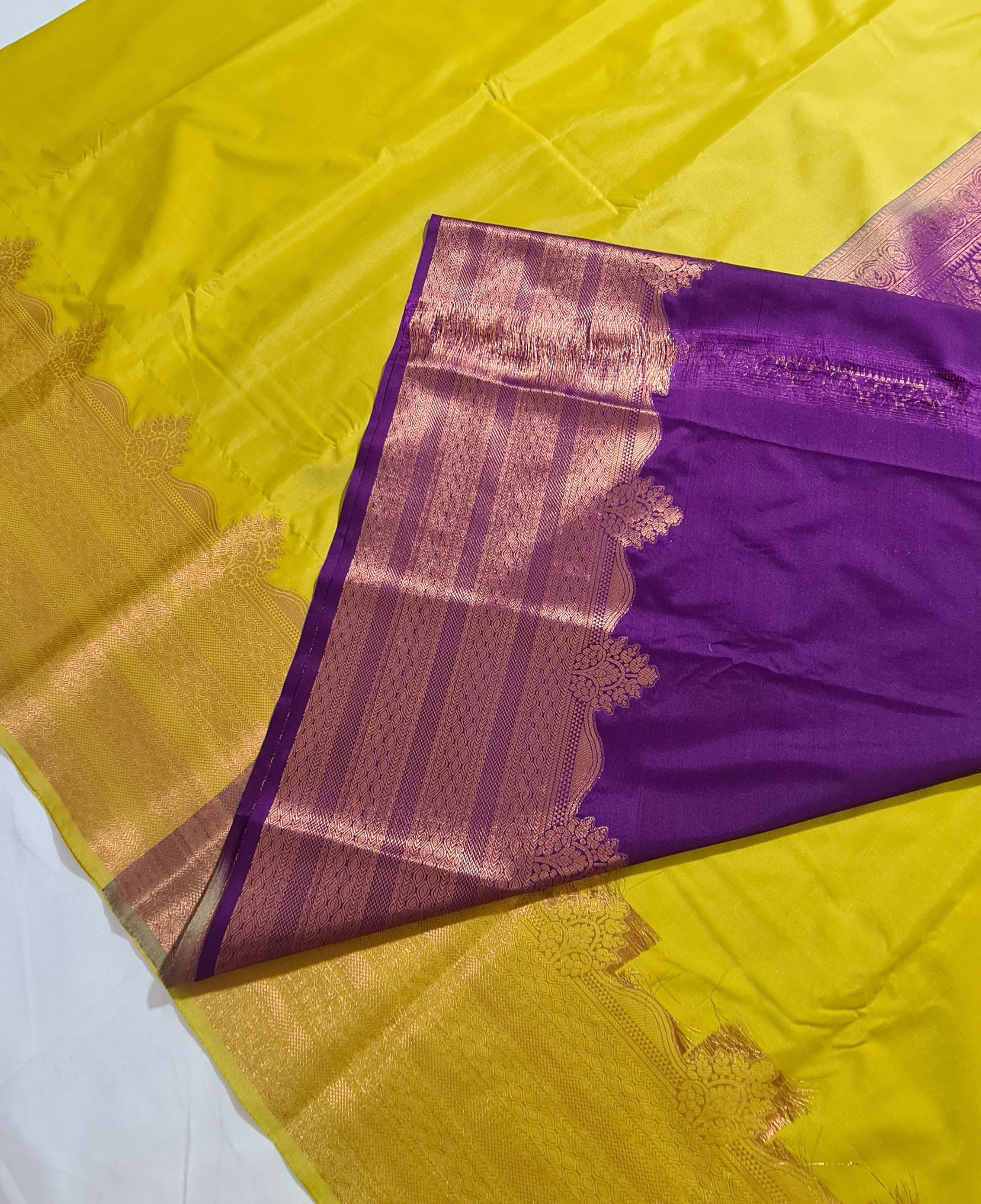 Kanchi Vegan Silk Saree With Contrast Blouse and Rich Jari Pallu