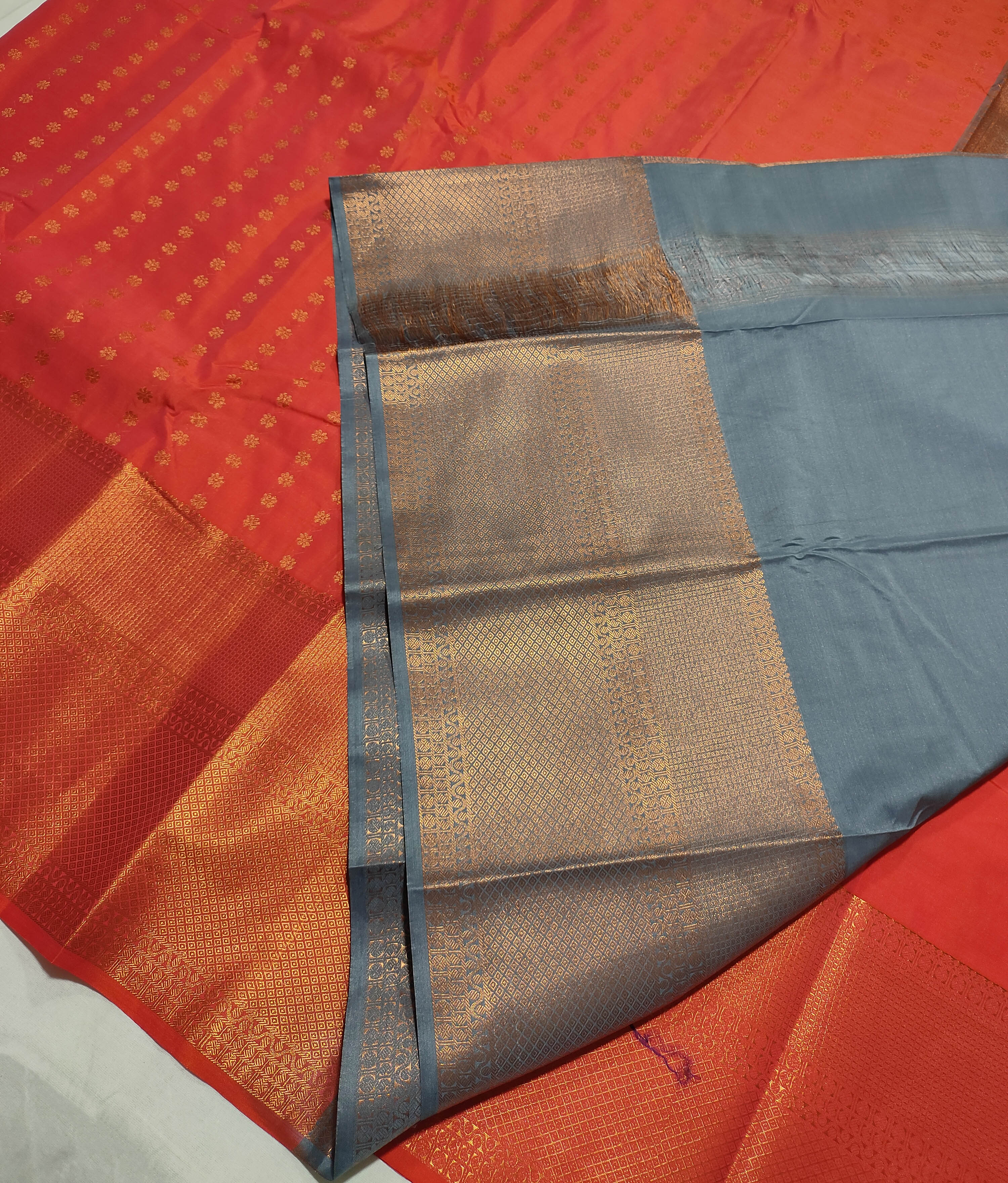 Kanchi Vegan Silk Saree With Contrast Blouse and Rich Jari Pallu