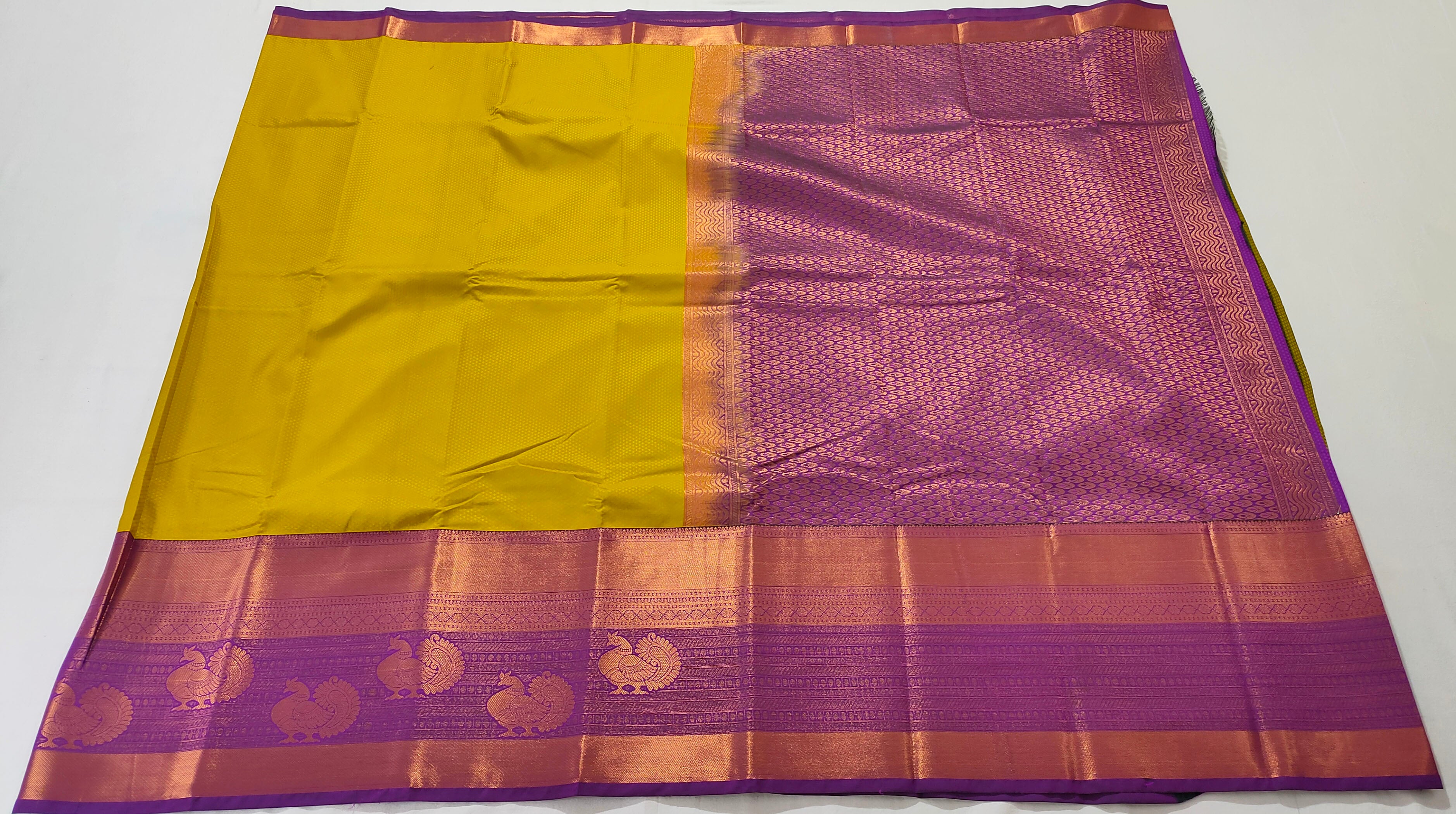 Kanchi Vegan Silk Saree With Contrast Blouse and Rich Jari Pallu