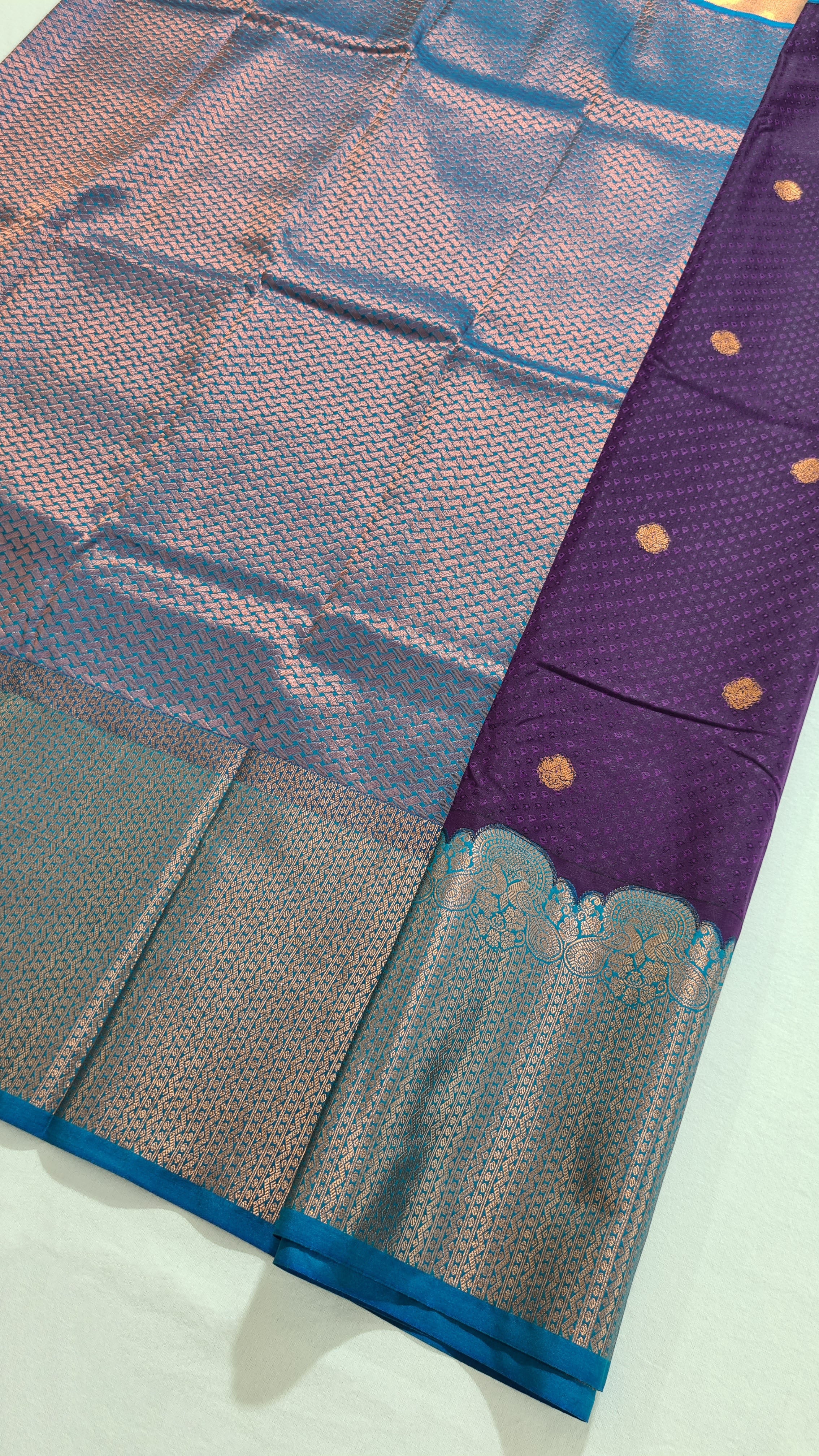 Kanchi Vegan Silk Saree With Contrast Blouse and Rich Jari Pallu