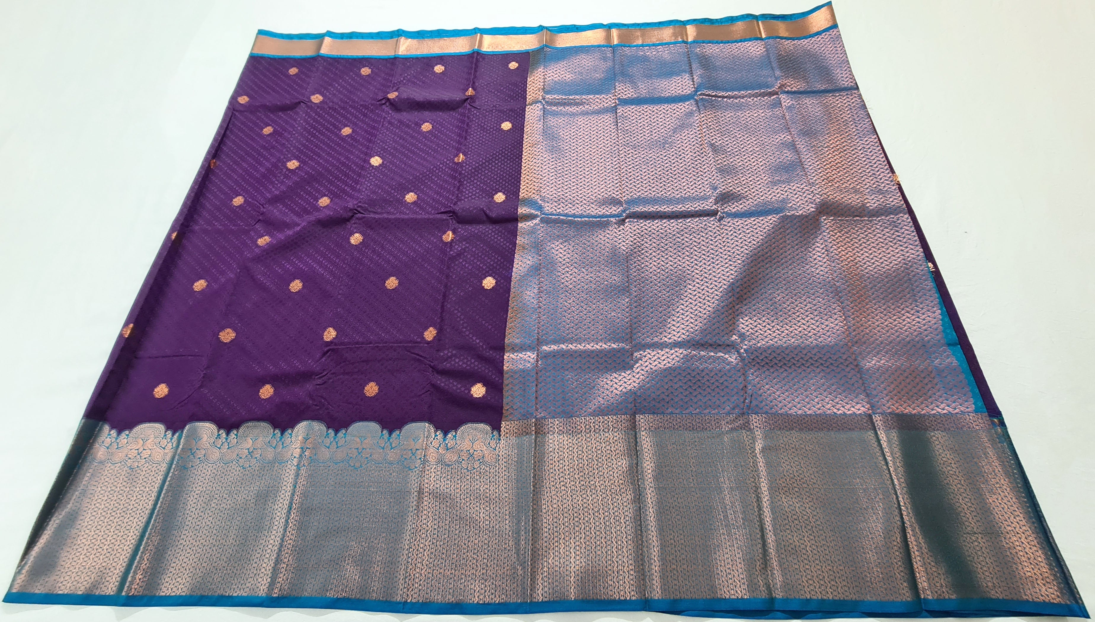 Kanchi Vegan Silk Saree With Contrast Blouse and Rich Jari Pallu