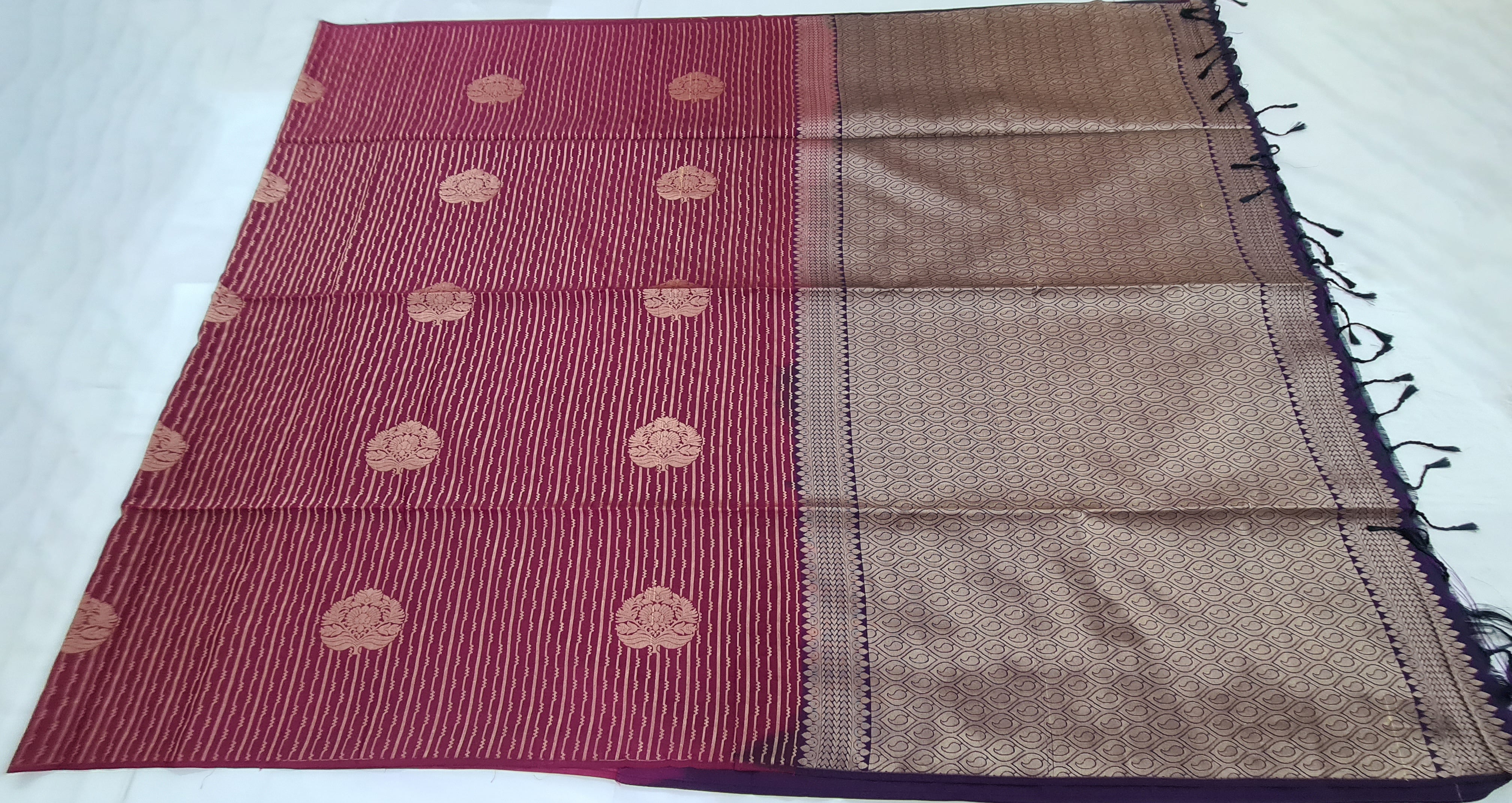 Kanchi Vegan Soft Silk Saree with Contrast Blouse and Rich Jari Pallu