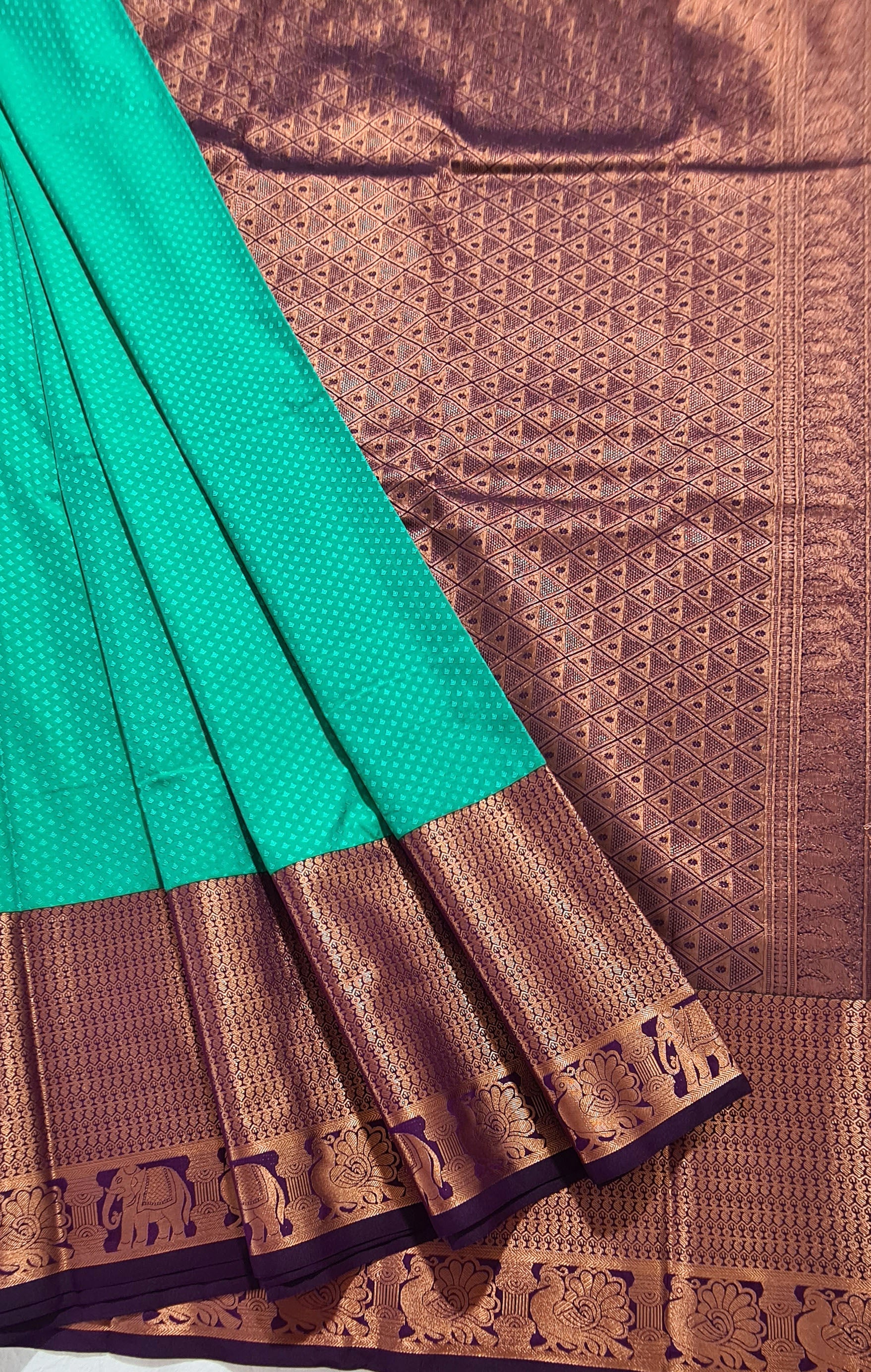 Kanchi Vegan Silk Saree With Contrast Blouse and Rich Jari Pallu